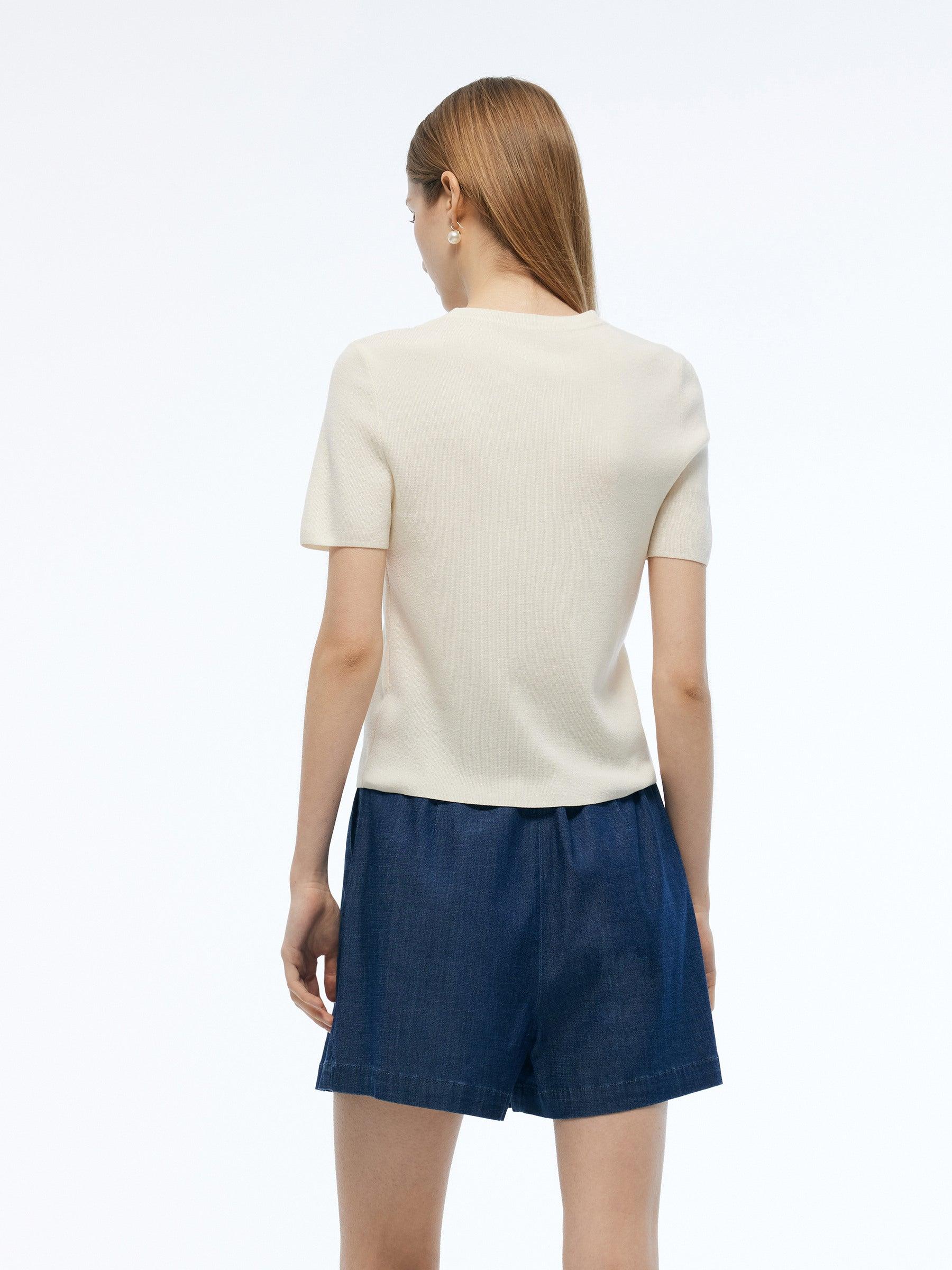 Tencel Blend Cut Out Women Knit Top Product Image