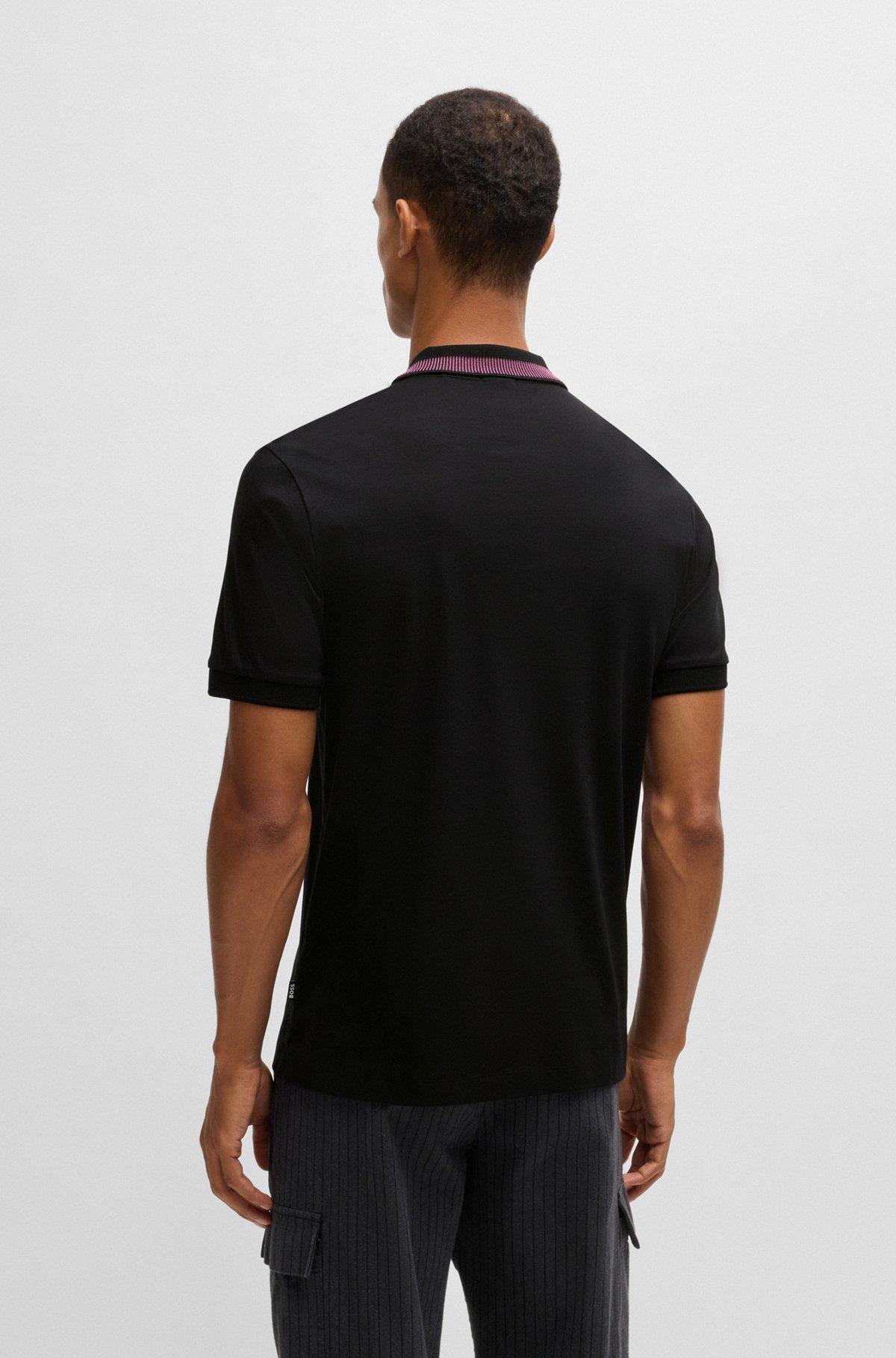 Mercerized-cotton slim-fit polo shirt with collar stripe Product Image