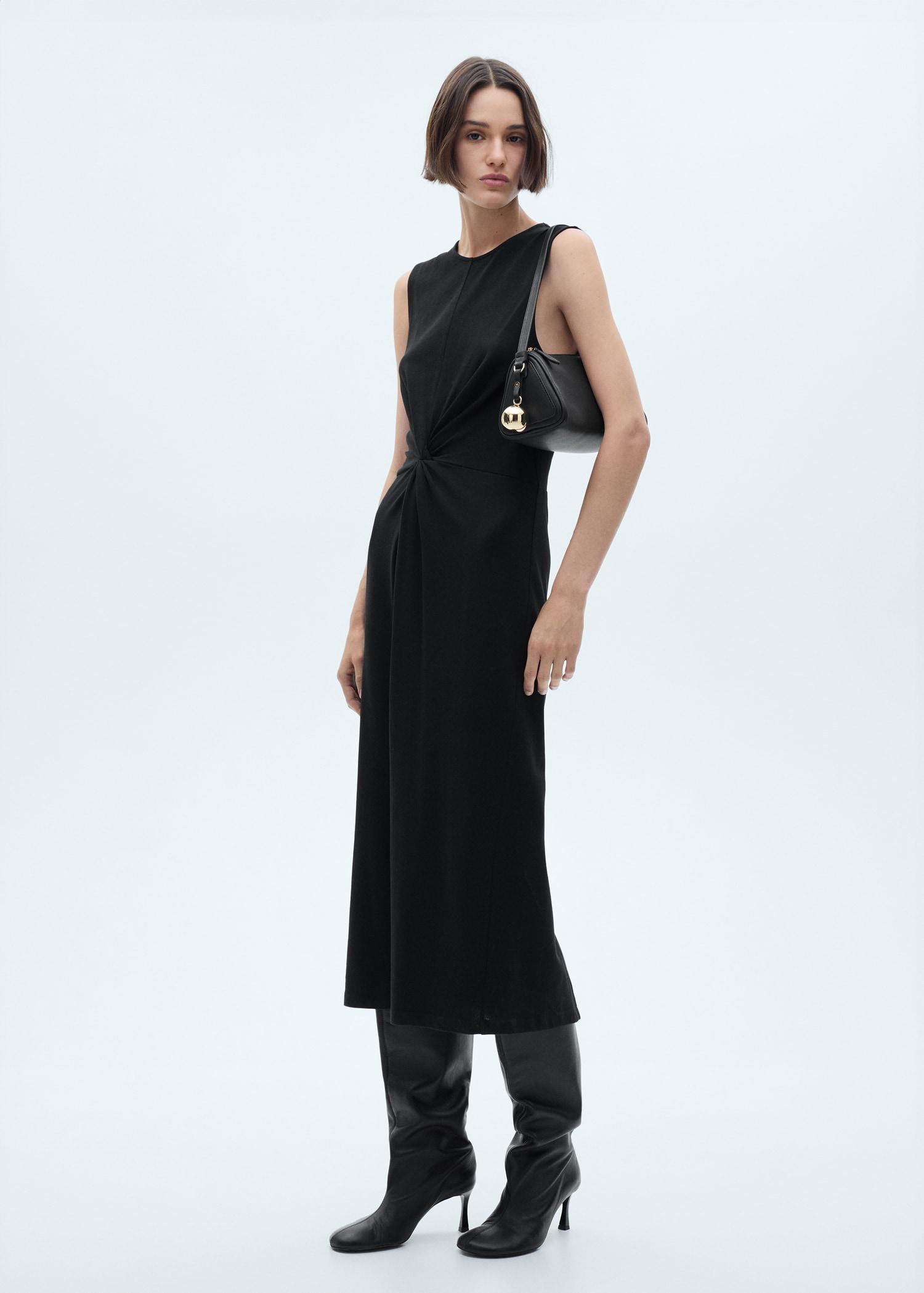Midi-dress with draped detail - Women | MANGO USA Product Image