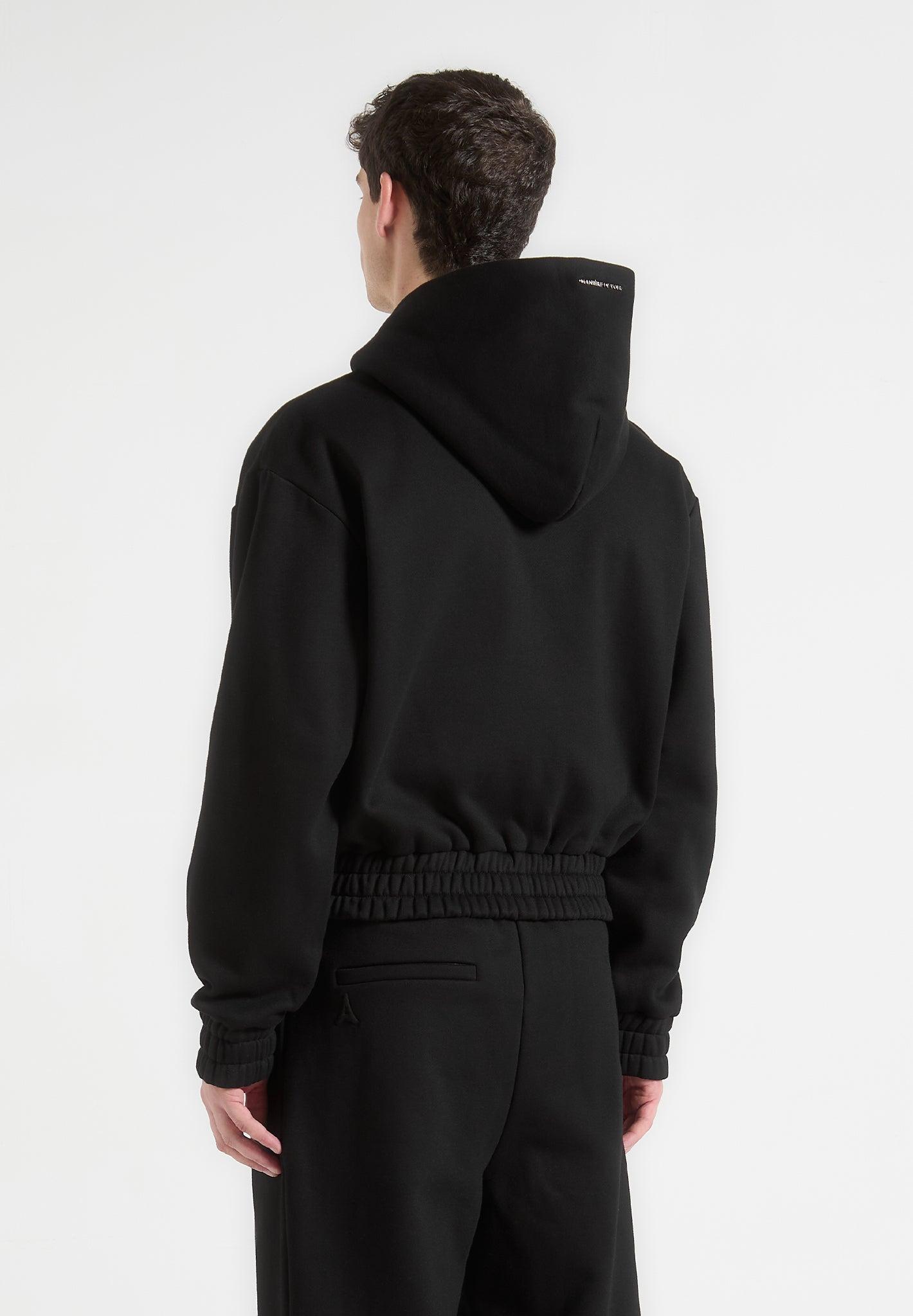 Florian - Cropped Zip Hoodie - Black Male Product Image
