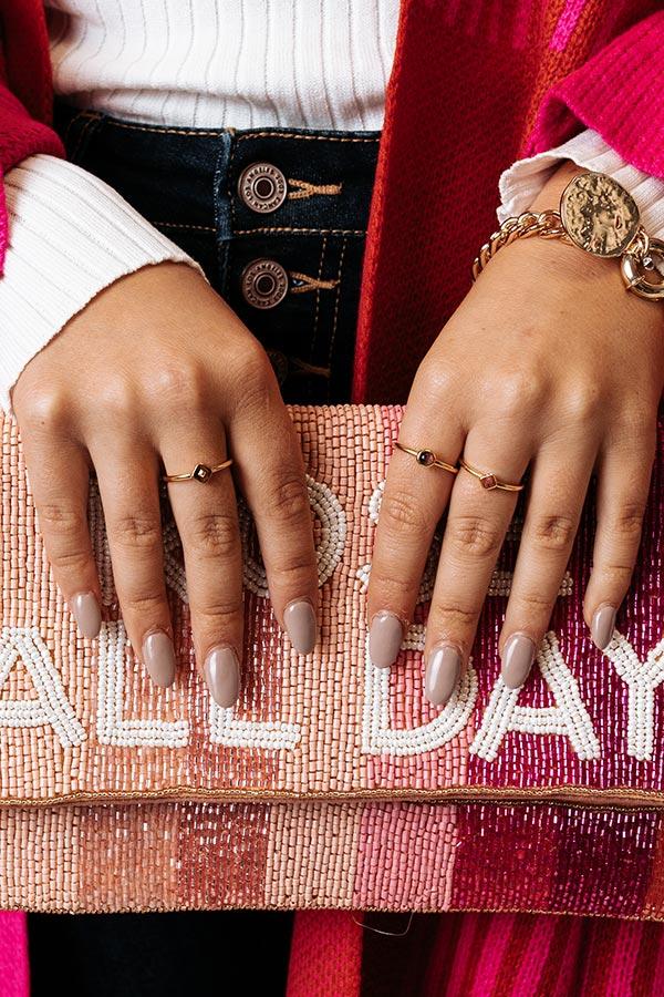 Kendra Scott Gemma Vintage Gold Ring Set Of 3 in Plum Mix Product Image