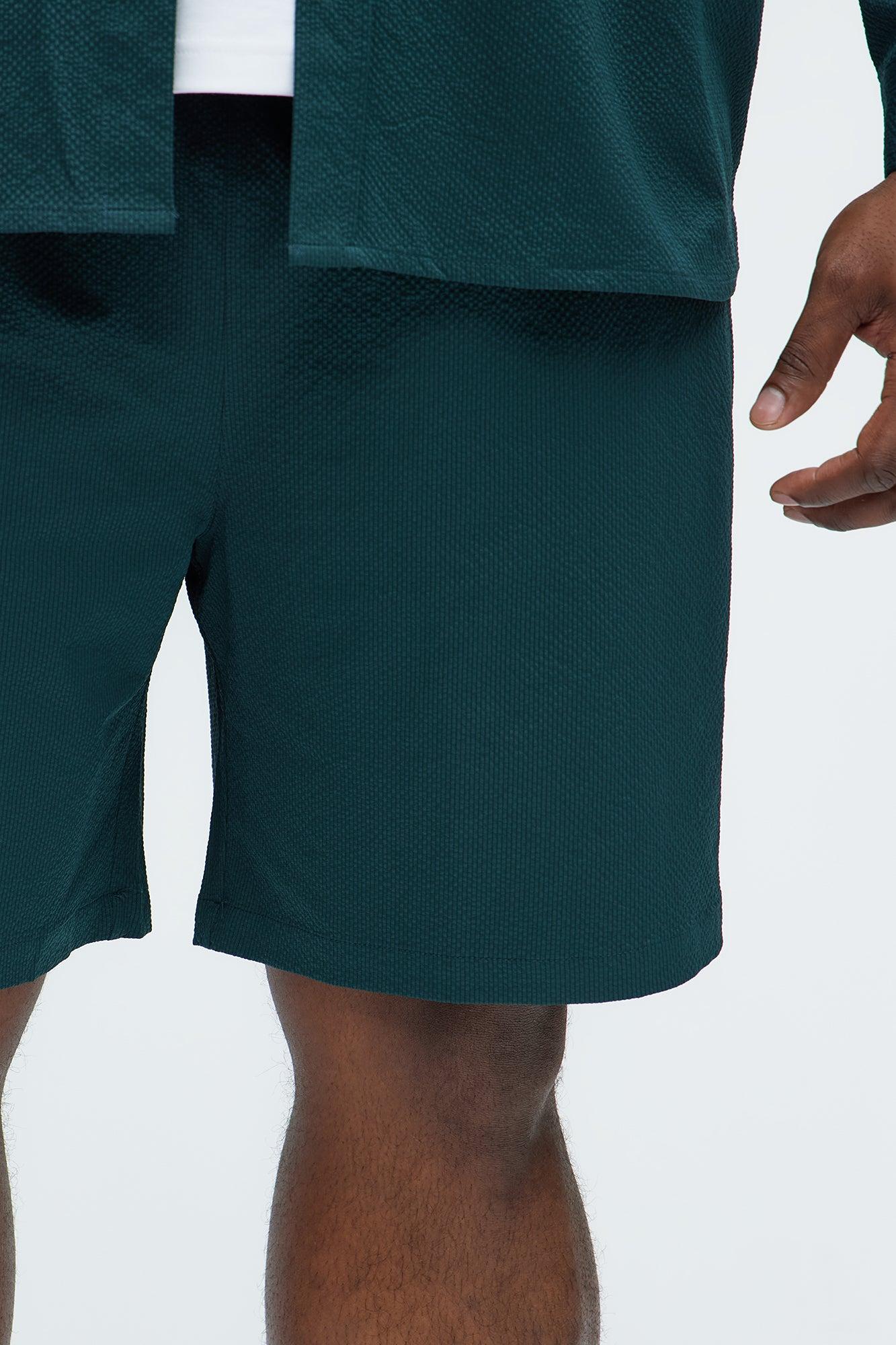 Crinkle Texture Taped Relaxed Shorts - Green Product Image