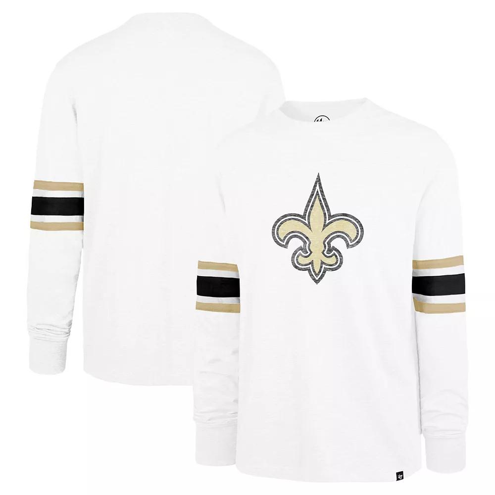 Men's '47 White New Orleans Saints Gridiron Premier Brex Long Sleeve T-Shirt,  Product Image