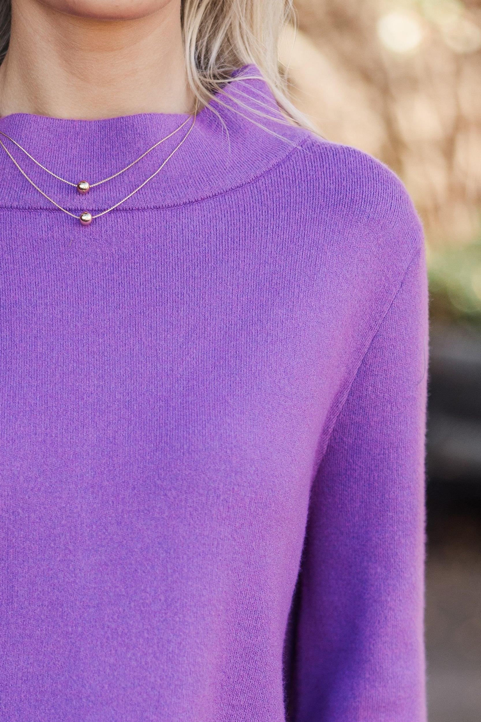 Just A Feeling Purple Mock Neck Sweater Female Product Image