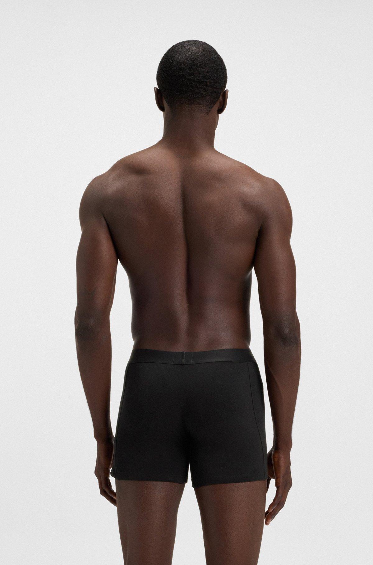 BOSS - Two-pack of stretch-cotton boxer briefs with logo waistbands - Black Product Image