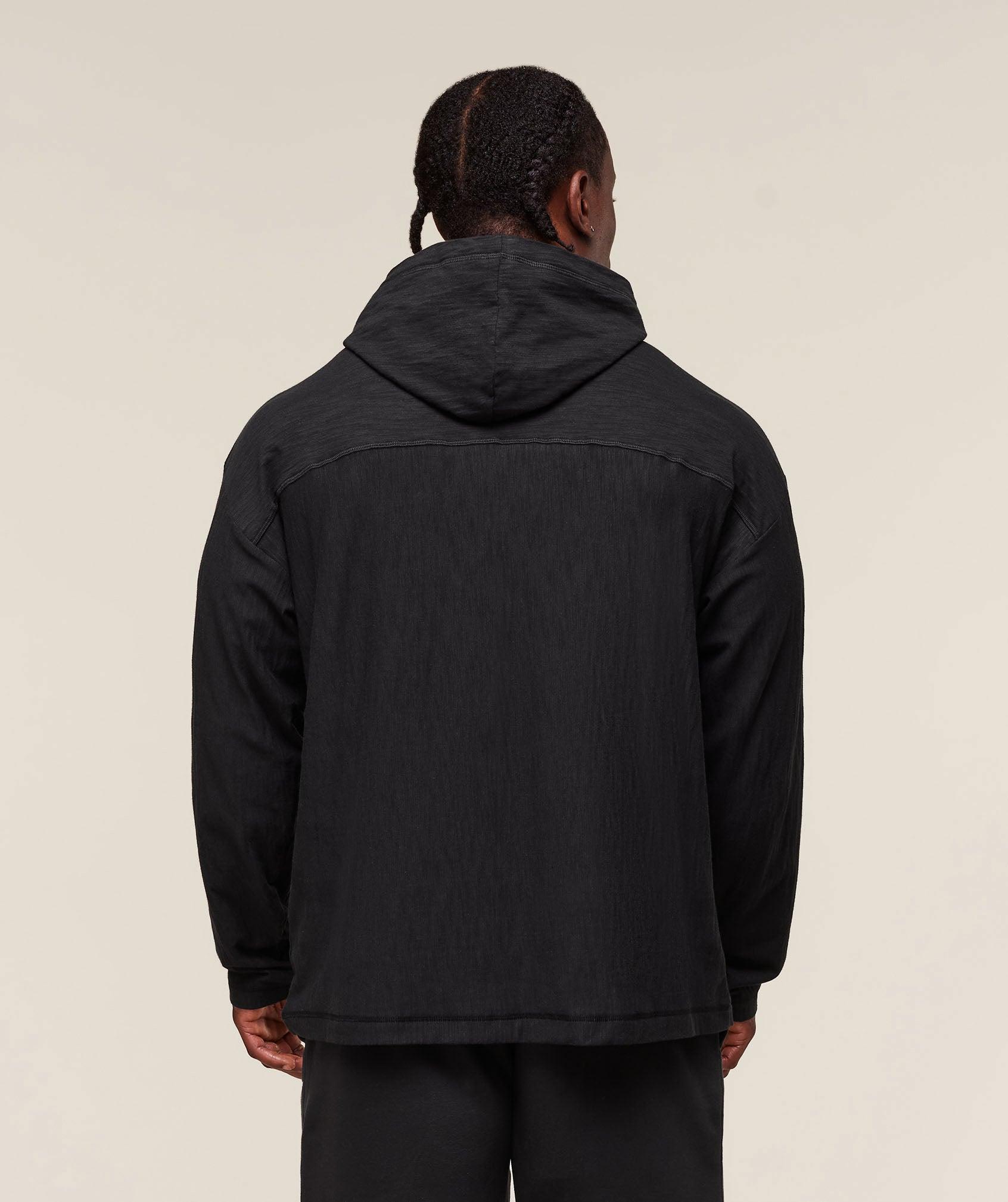 Gymshark Lightweight Slub Textured Hoodie - Black Male Product Image