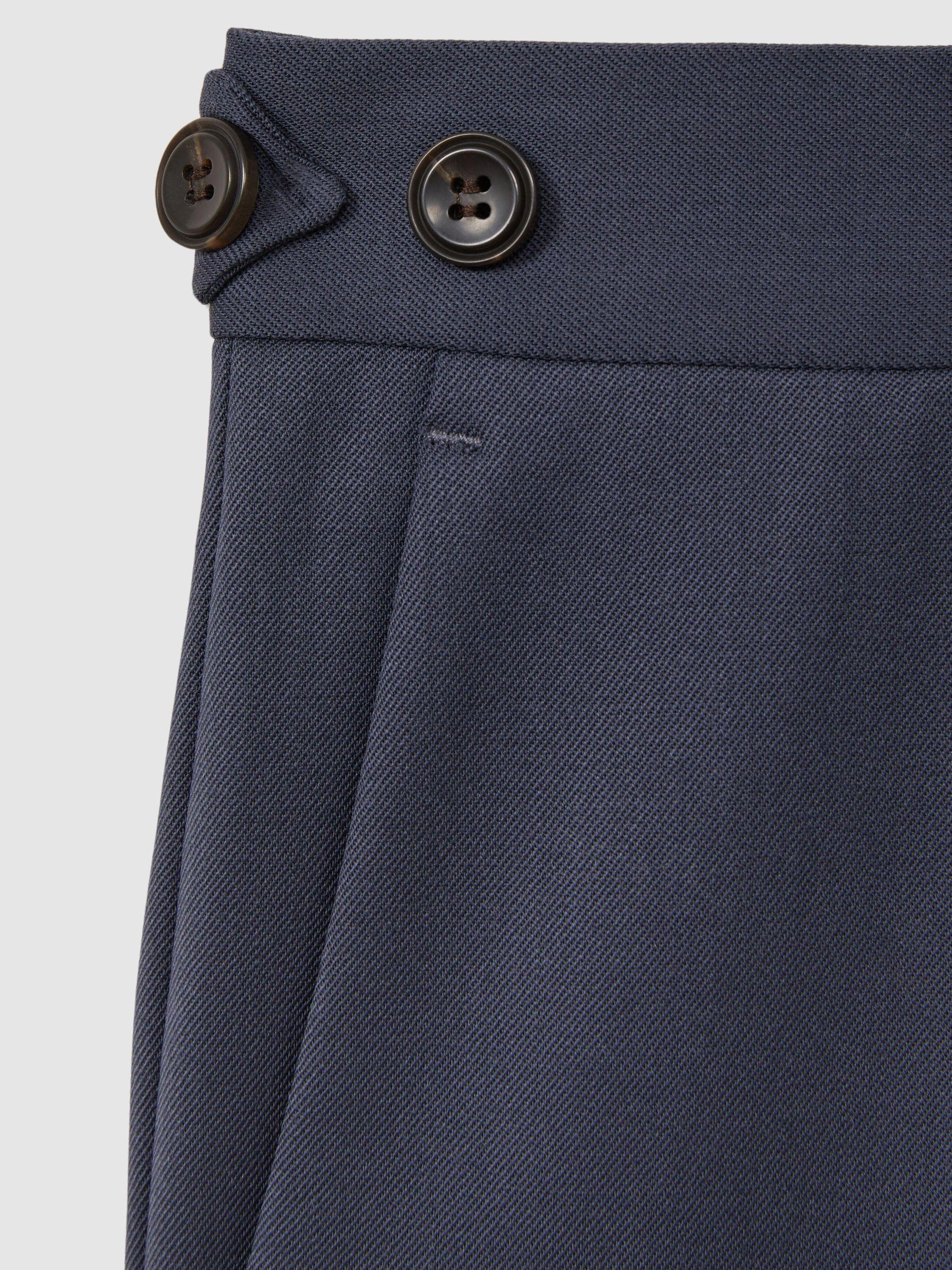 Bartley Airforce Blue Textured Wool Slim Fit Trousers Product Image