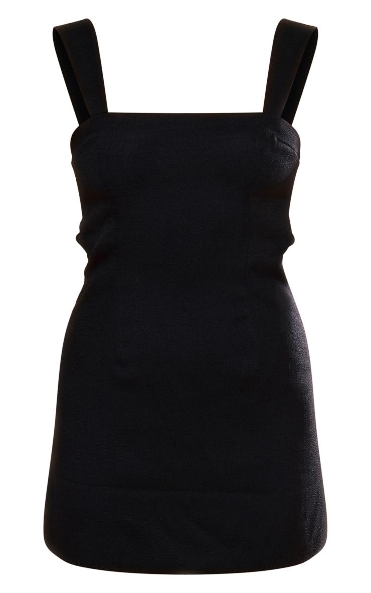 Black Twill Cut Out Bow Shift Dress Product Image