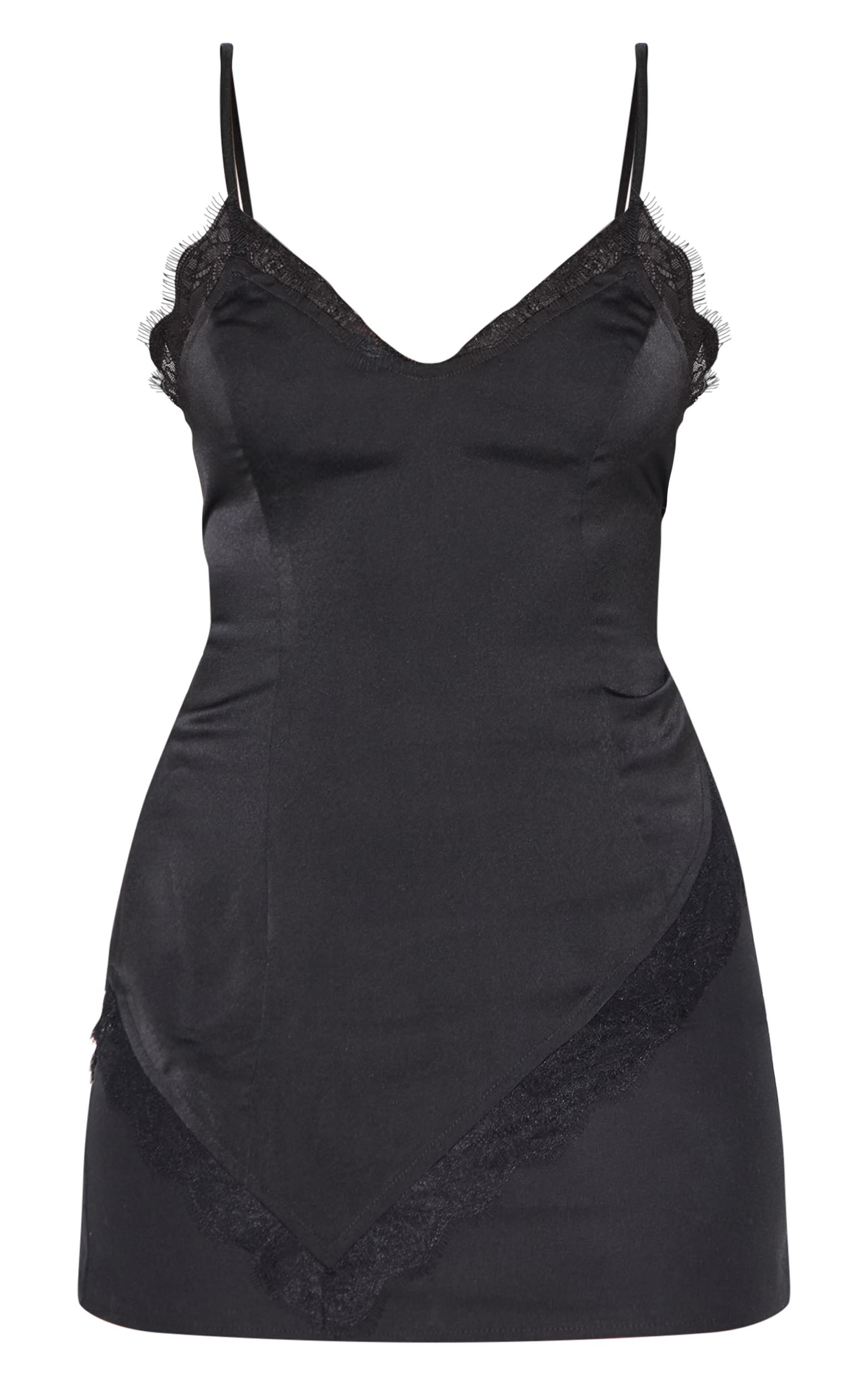 Black Chiffon Lace Detail Cami Top Product Image