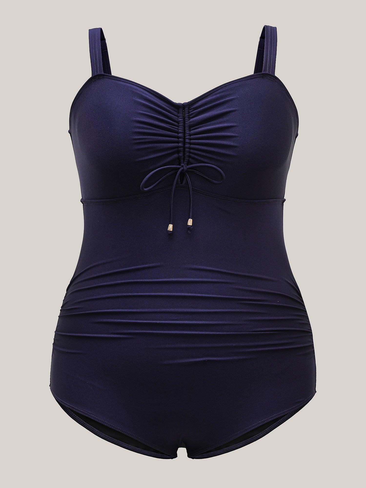 Adjustable Back-Tie Cinched One-Piece Swimsuit Female Product Image