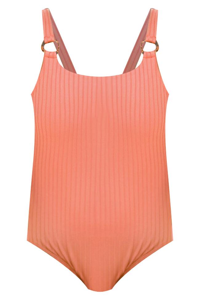 Watch Me Unwind Ribbed Terracotta One Piece Swimsuit FINAL SALE Product Image