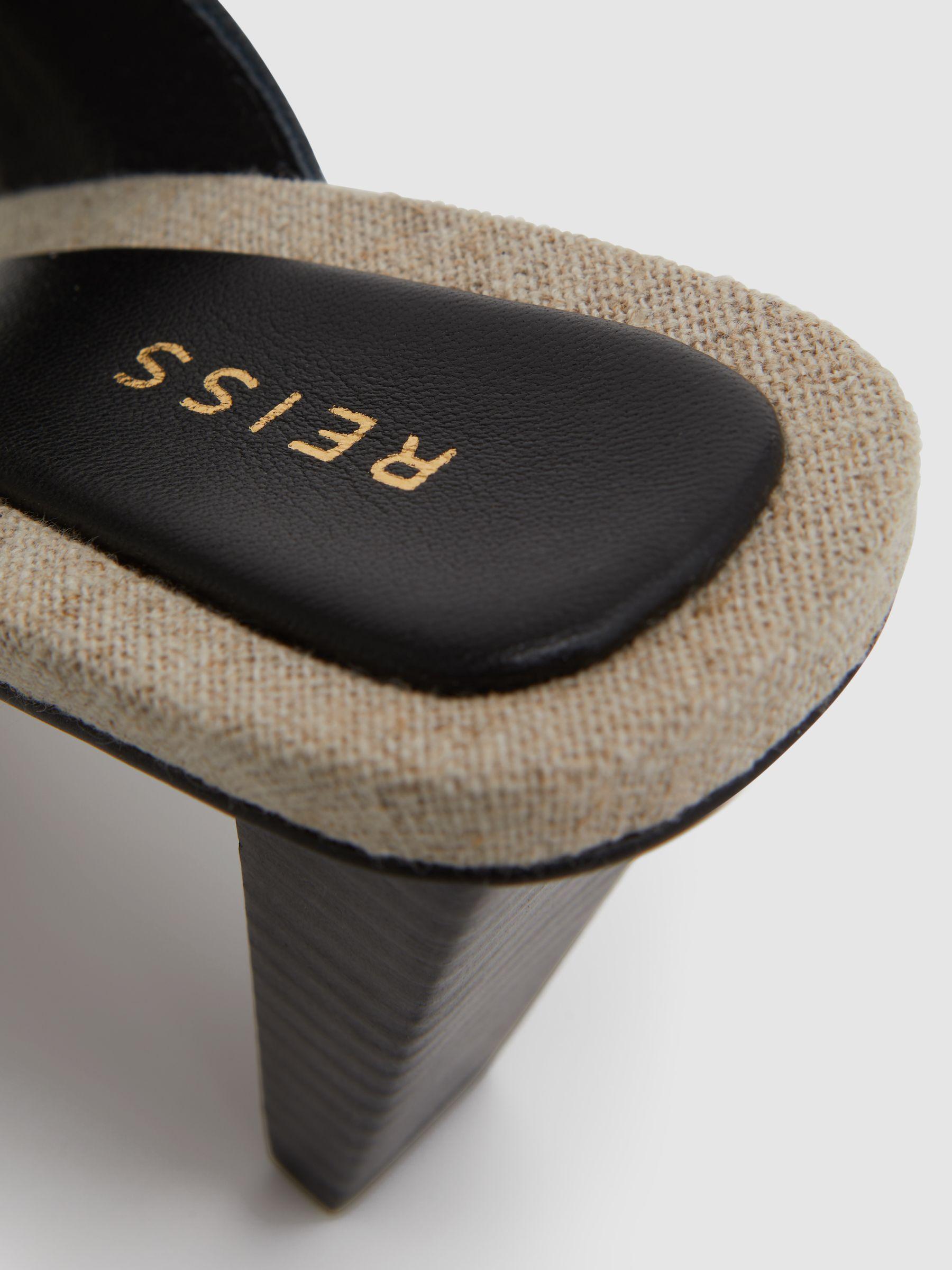 Leather Strap Heeled Mules in Black Product Image