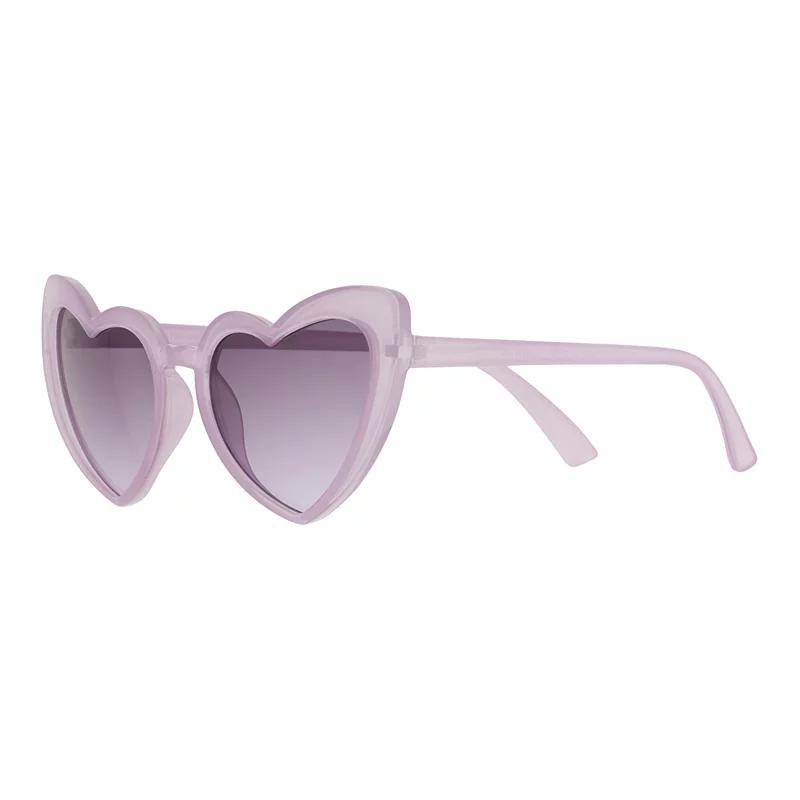 Women's Cali Blue Plastic Heart Sunglasses, Milky Purple Product Image