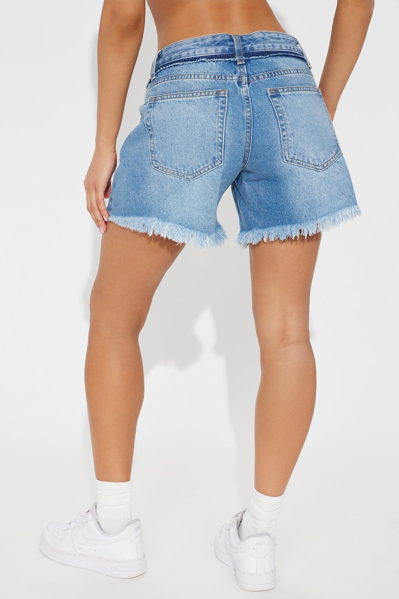 Old Ways Ripped Non Stretch Denim Shorts - Medium Wash Product Image