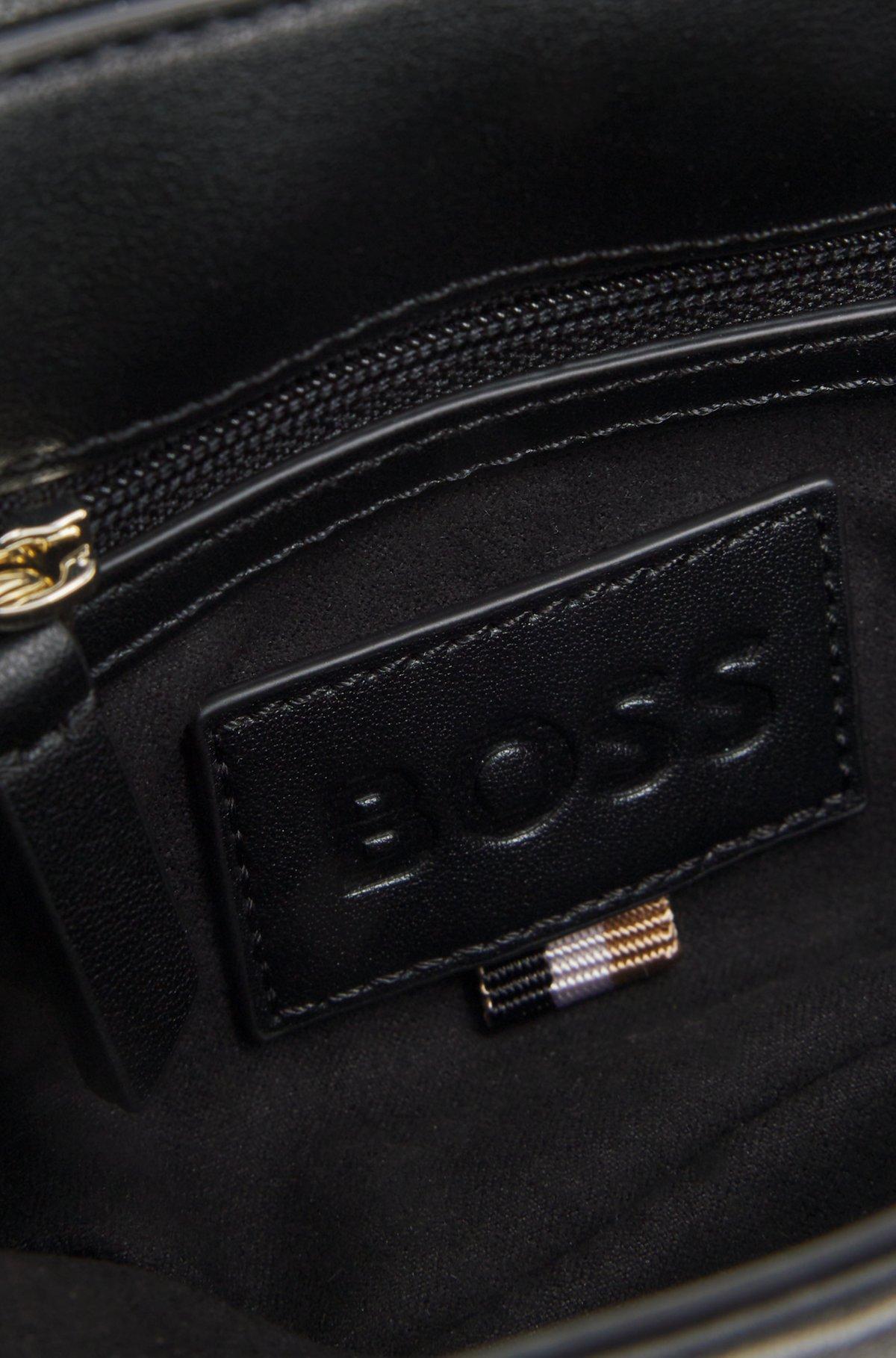 BOSS - Quilted shoulder bag with Double B monogram trim - Black Product Image