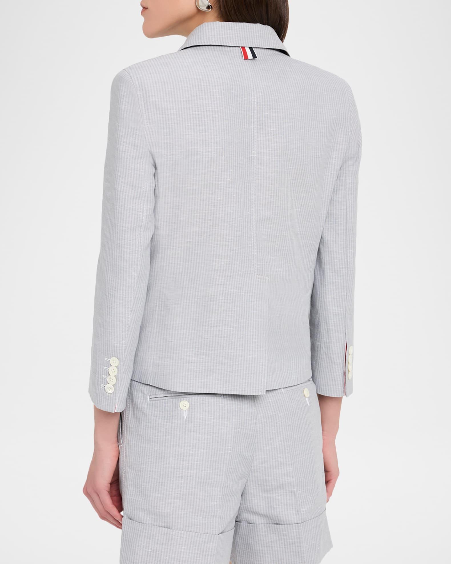 Striped Linen-Cotton Single-Breasted Crop Sportcoat Product Image