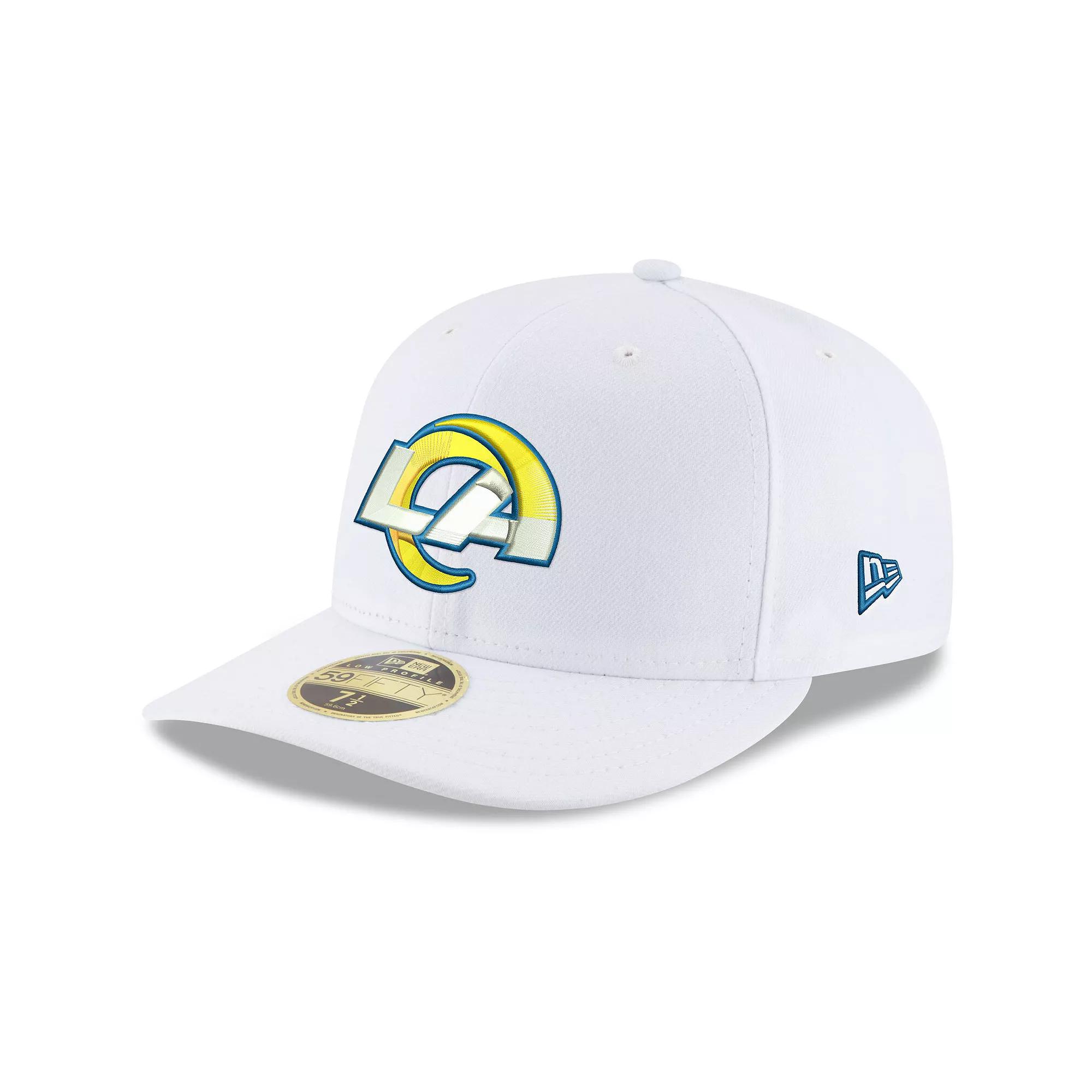 Men's New Era White Los Angeles Rams Team Logo Omaha Low Profile 59FIFTY Fitted Hat,  Product Image