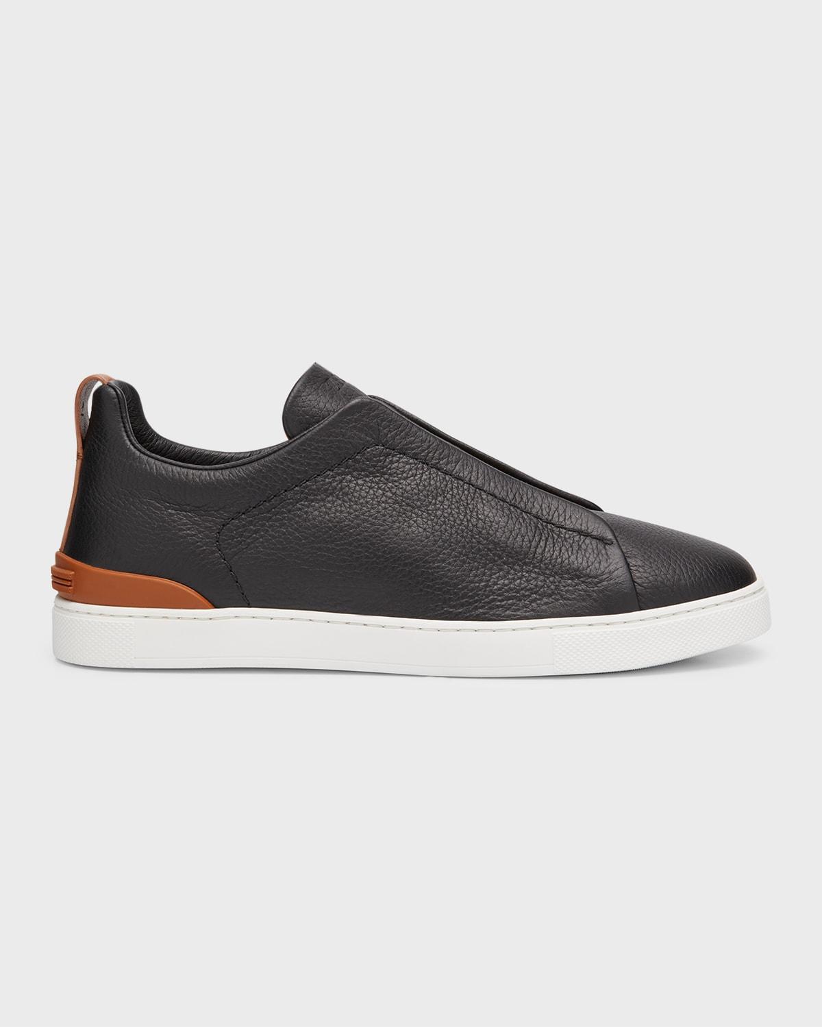 Zegna Mens Deerskin Triple Stitch Low Top Sneakers Product Image