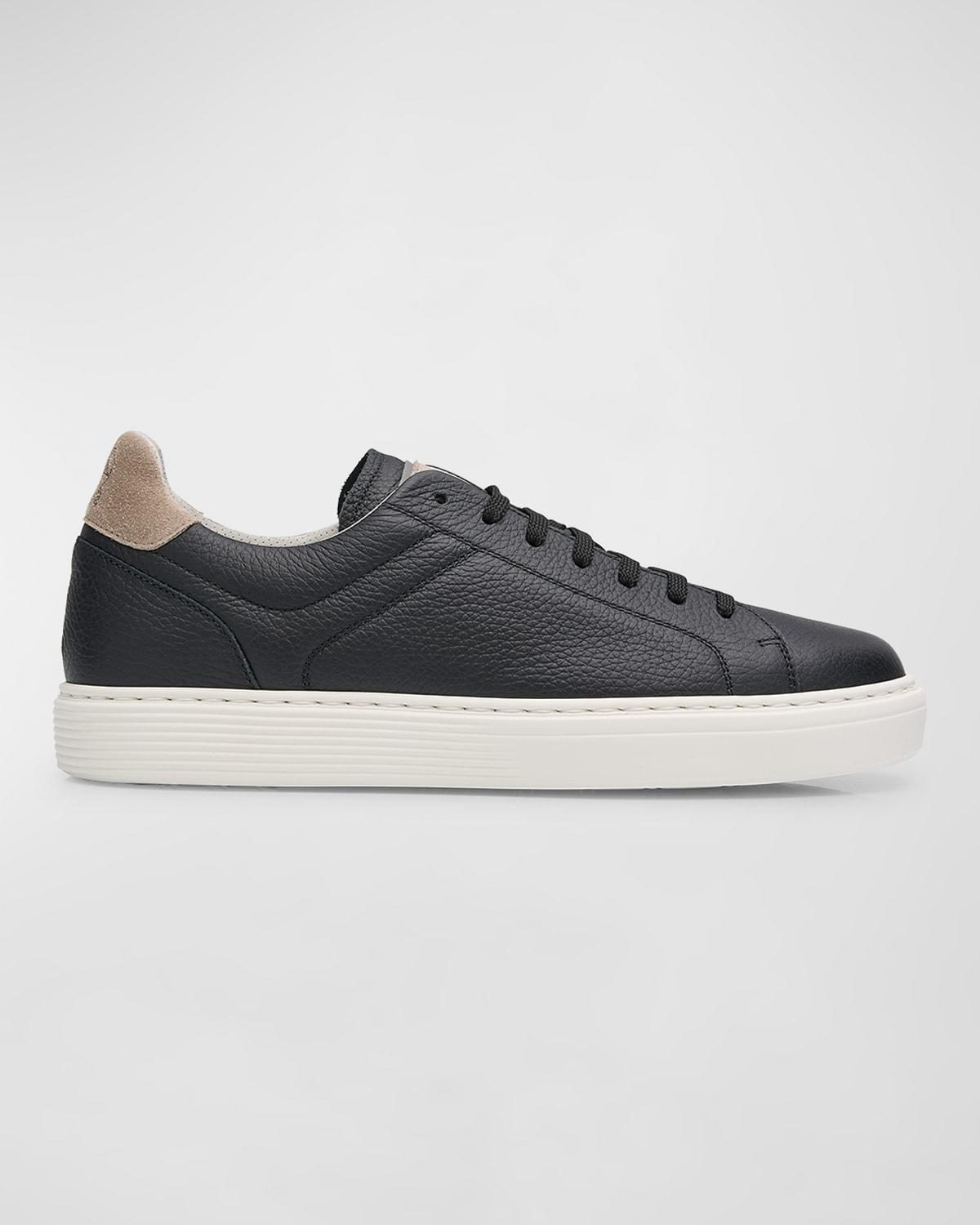 Men's Grained Calfskin Low-Top Sneakers Product Image