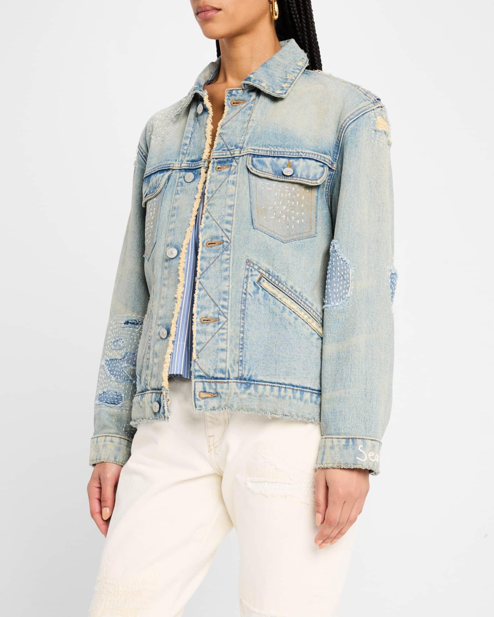 Oli Patchwork Denim Jacket with Cape Product Image