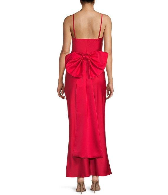 Allison & Kelly Square Neck Spaghetti Straps Bow Back Dress Product Image