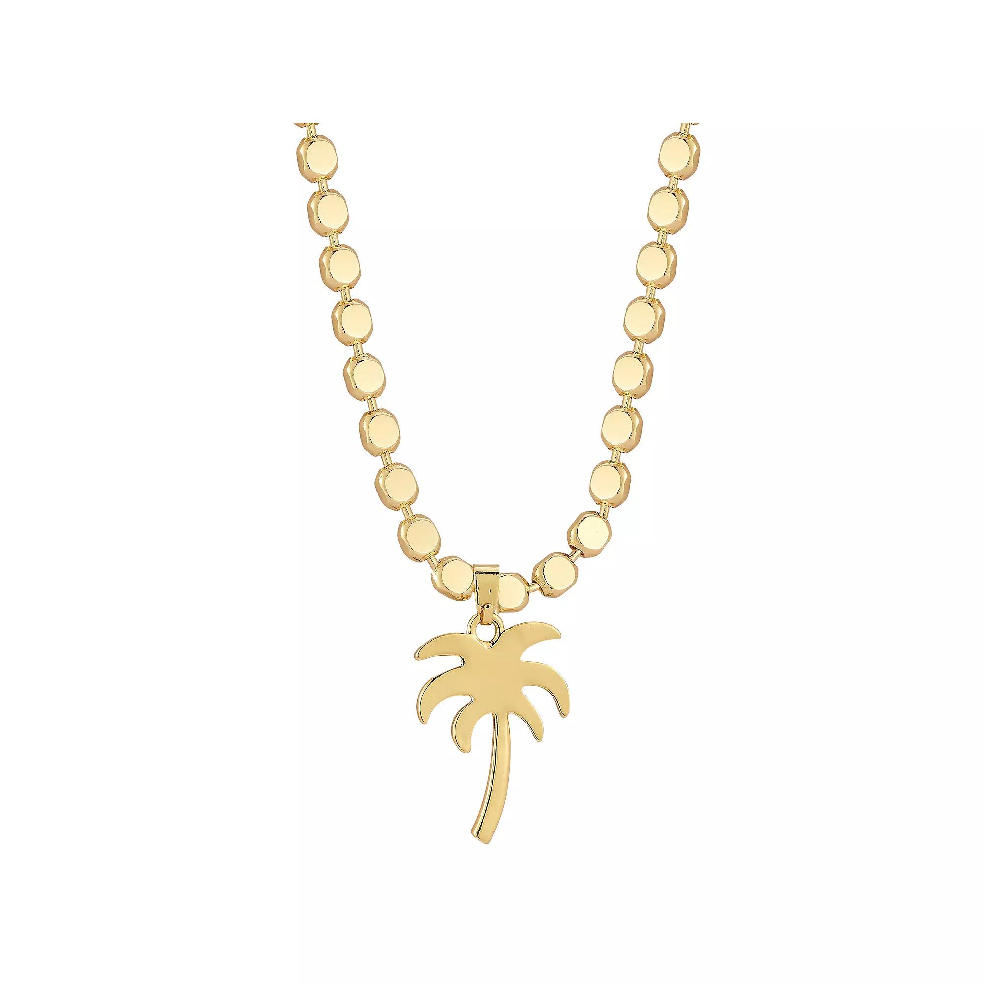 Palm Tree Pendant Necklace, Women's, Size: 17", Gold Tone Product Image