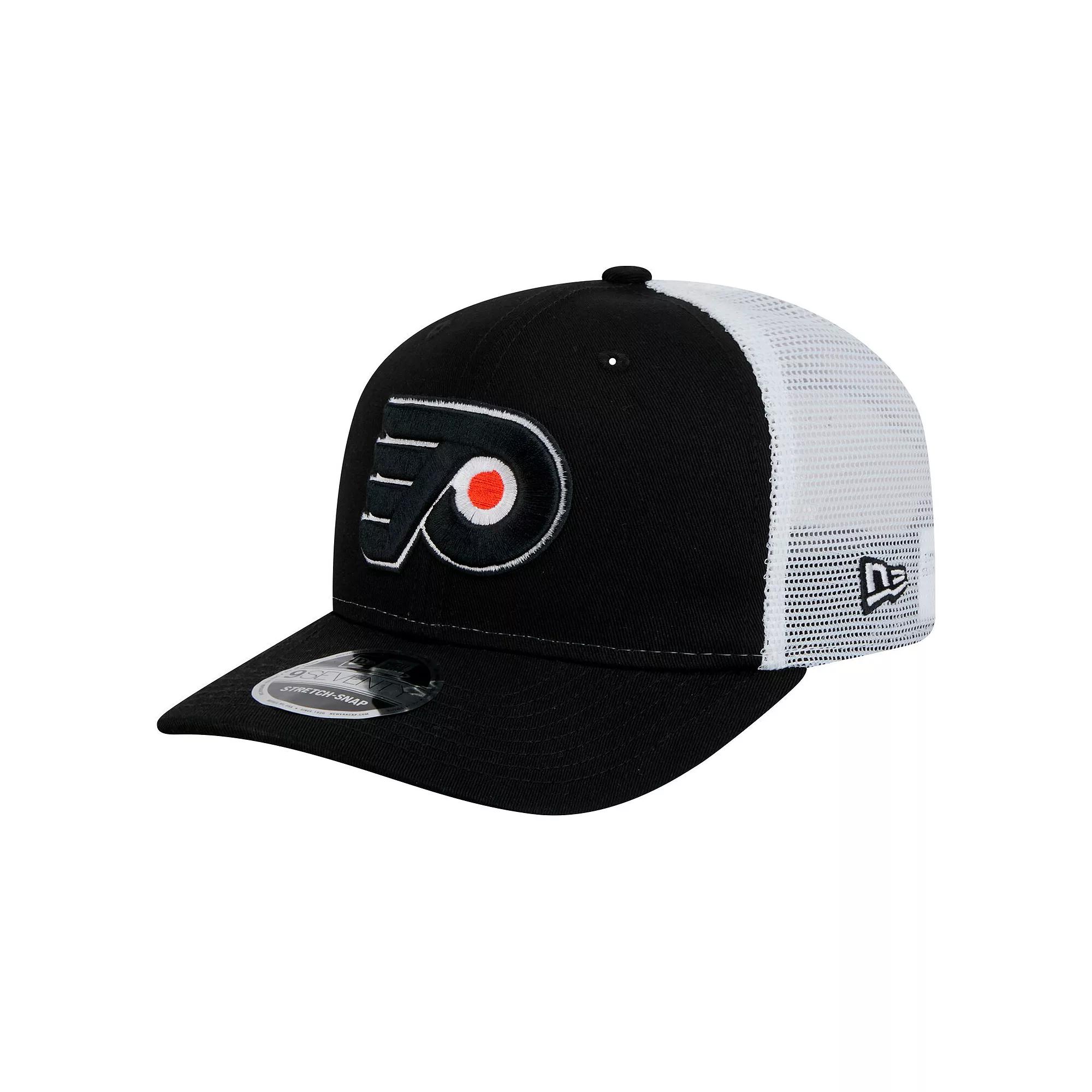 Men's New Era Black Philadelphia Flyers Core Trucker 9SEVENTY Stretch-Snap Hat, Fly Black Product Image