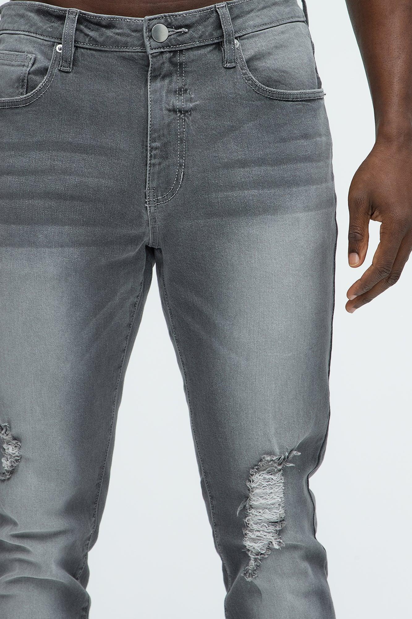 Take No L's Stacked Skinny Jeans - Grey Product Image