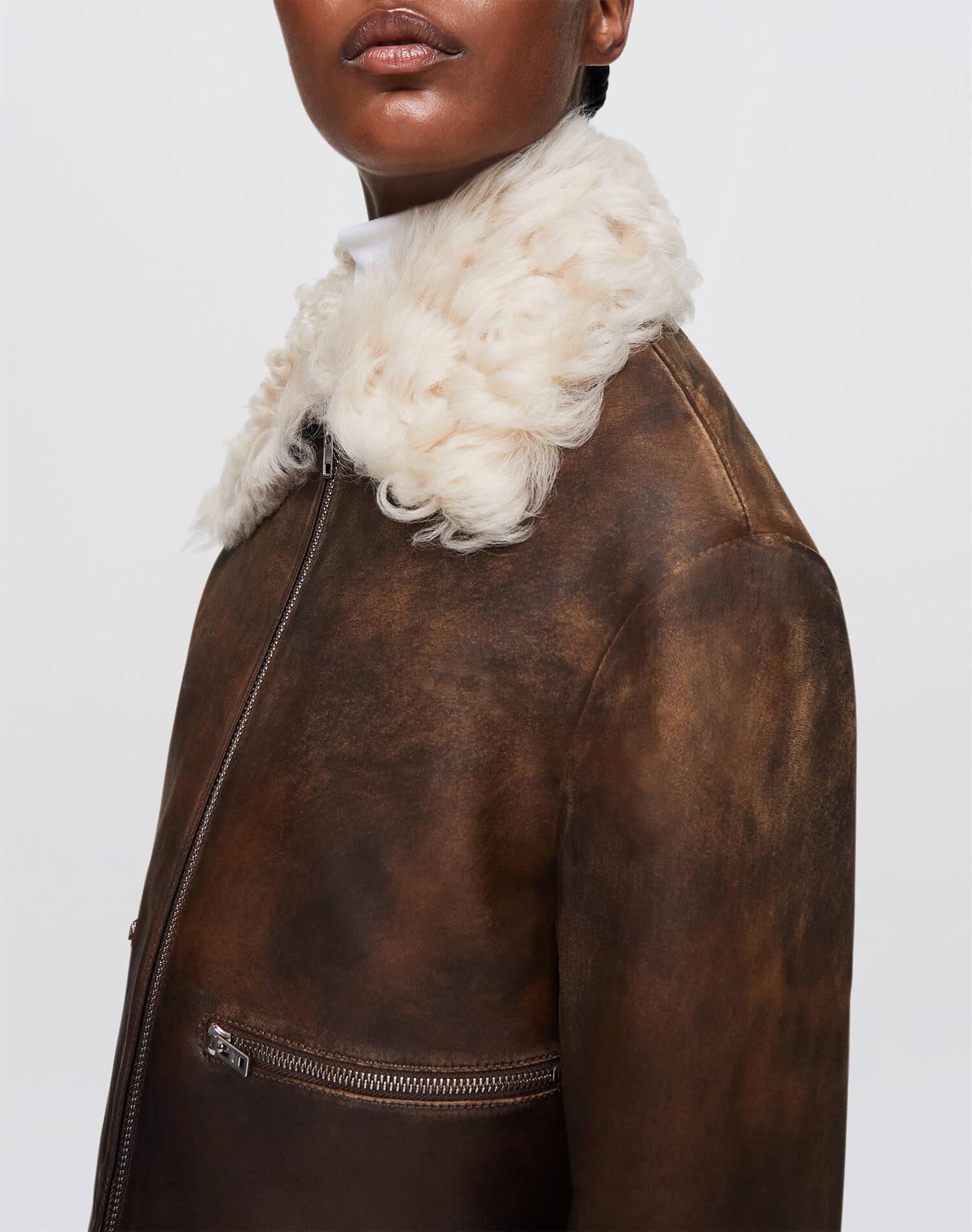 Distressed Aviator Shearling - Brown Product Image