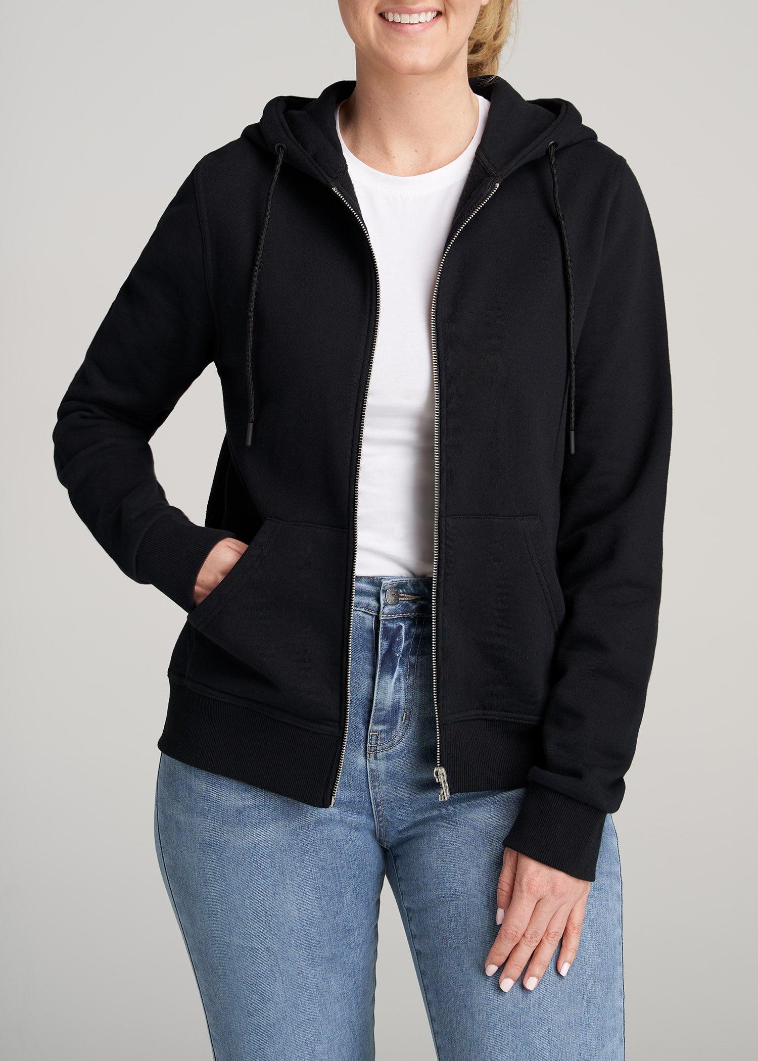 Wearever Fleece Full-Zip Hoodie for Tall Women in Black Female Product Image