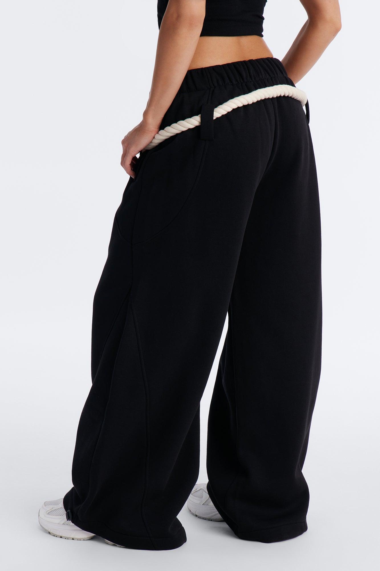 Rope Me In Baggy Barrel Sweatpants - Black Female Product Image