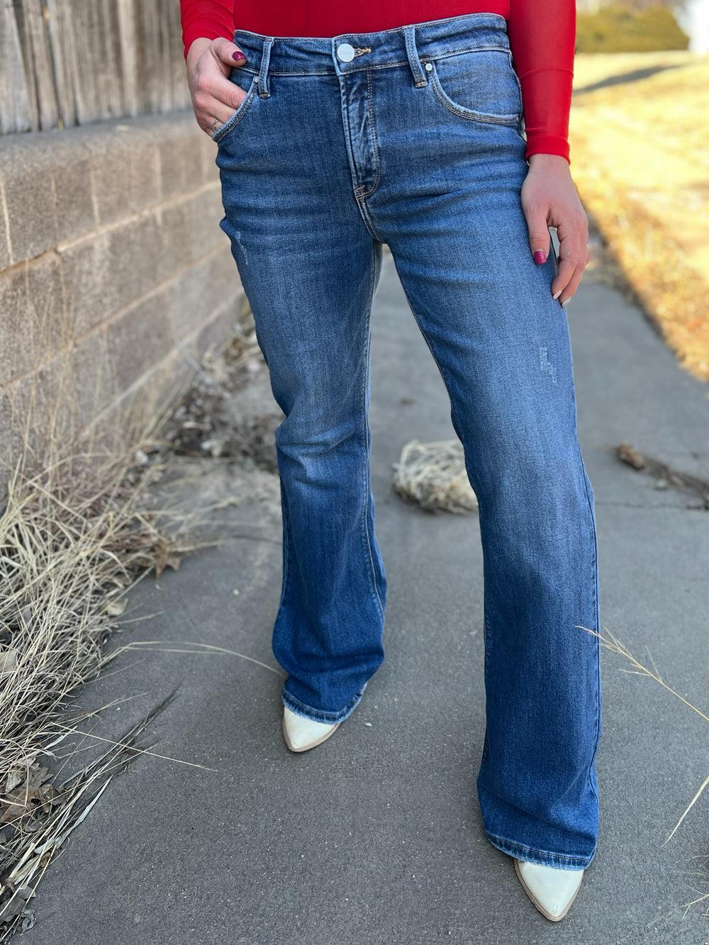 Basic Flare Mid Rise Tummy Control Jeans Product Image