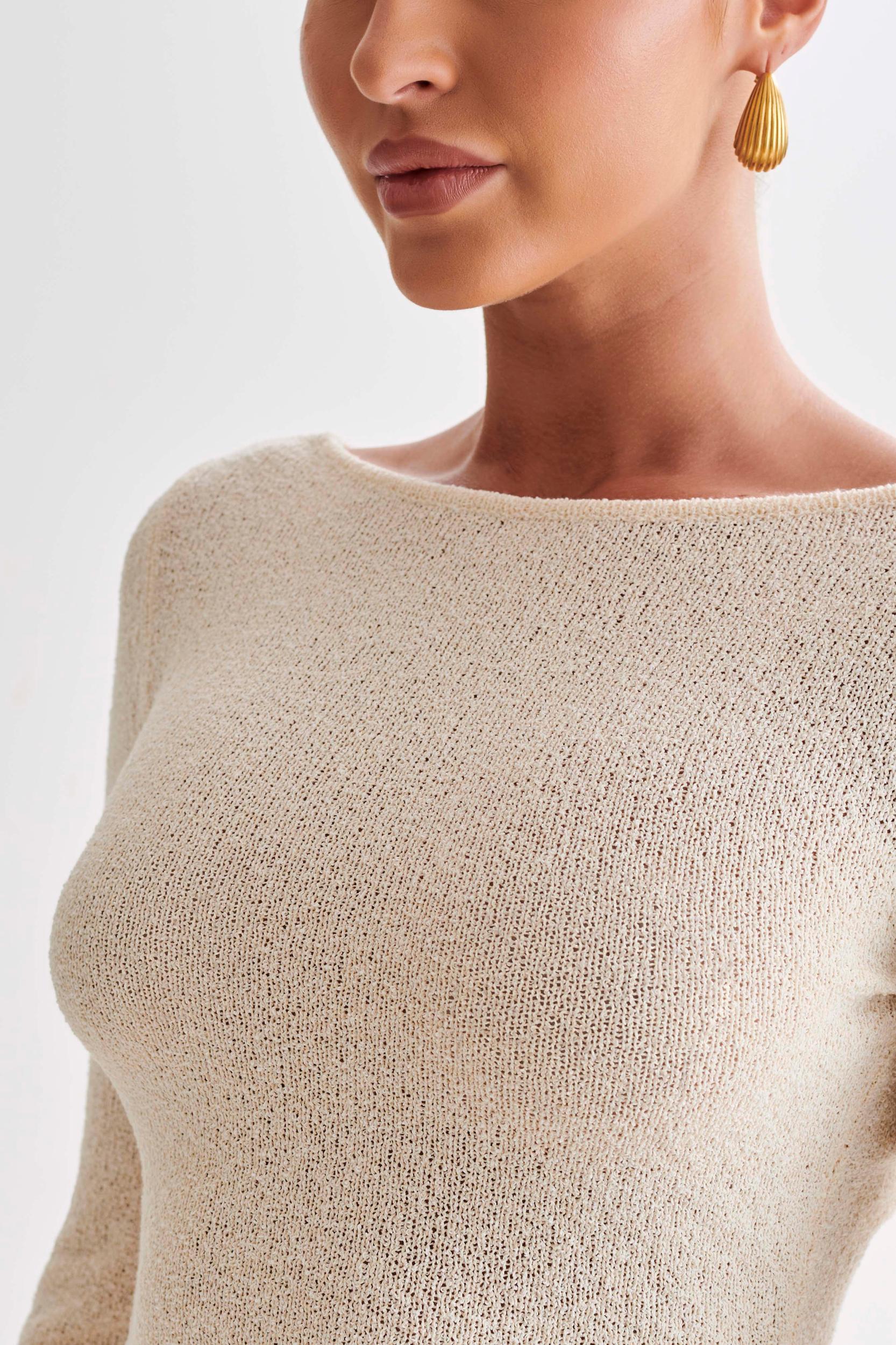 Liana Long Sleeve Knit Mini Dress - Nude Product Image