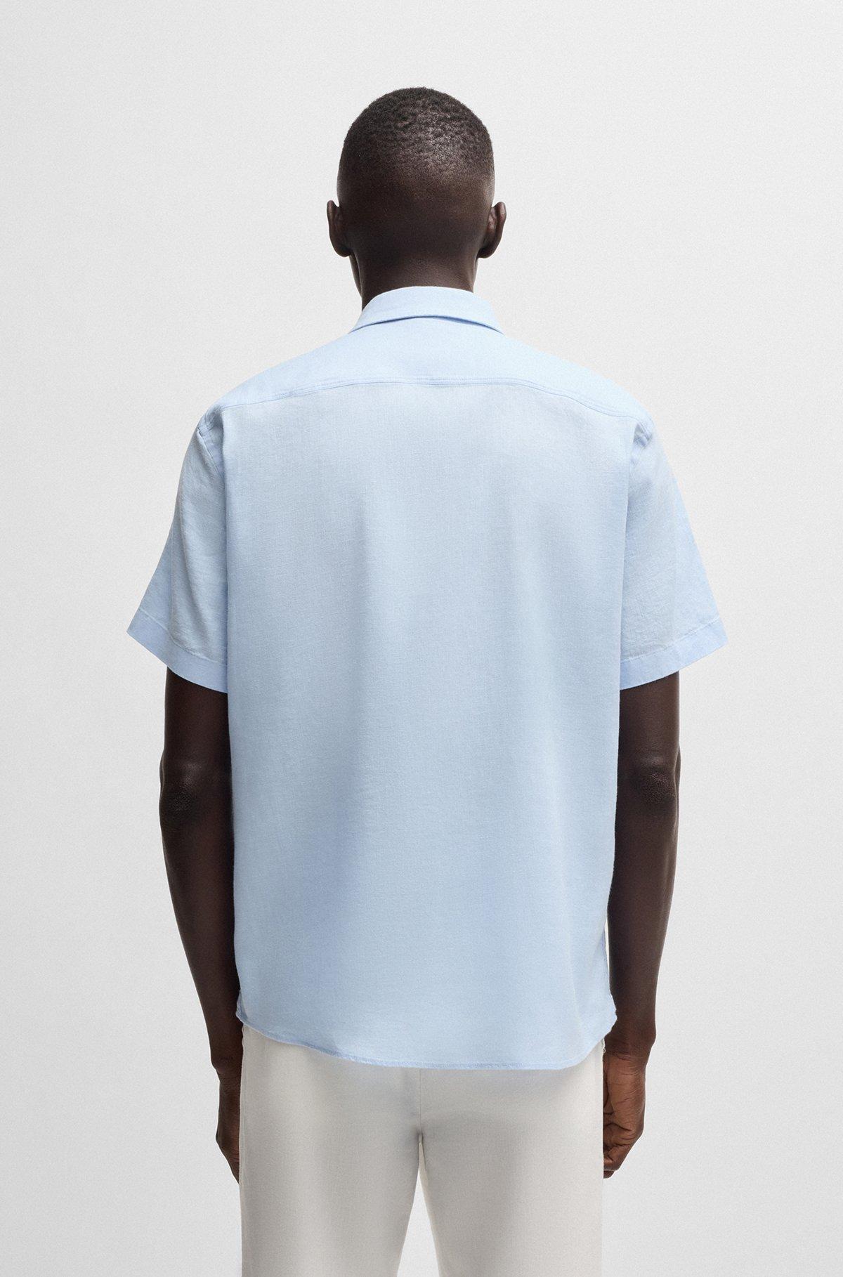 BOSS - Slim-fit shirt in stretch linen - Light Blue Product Image