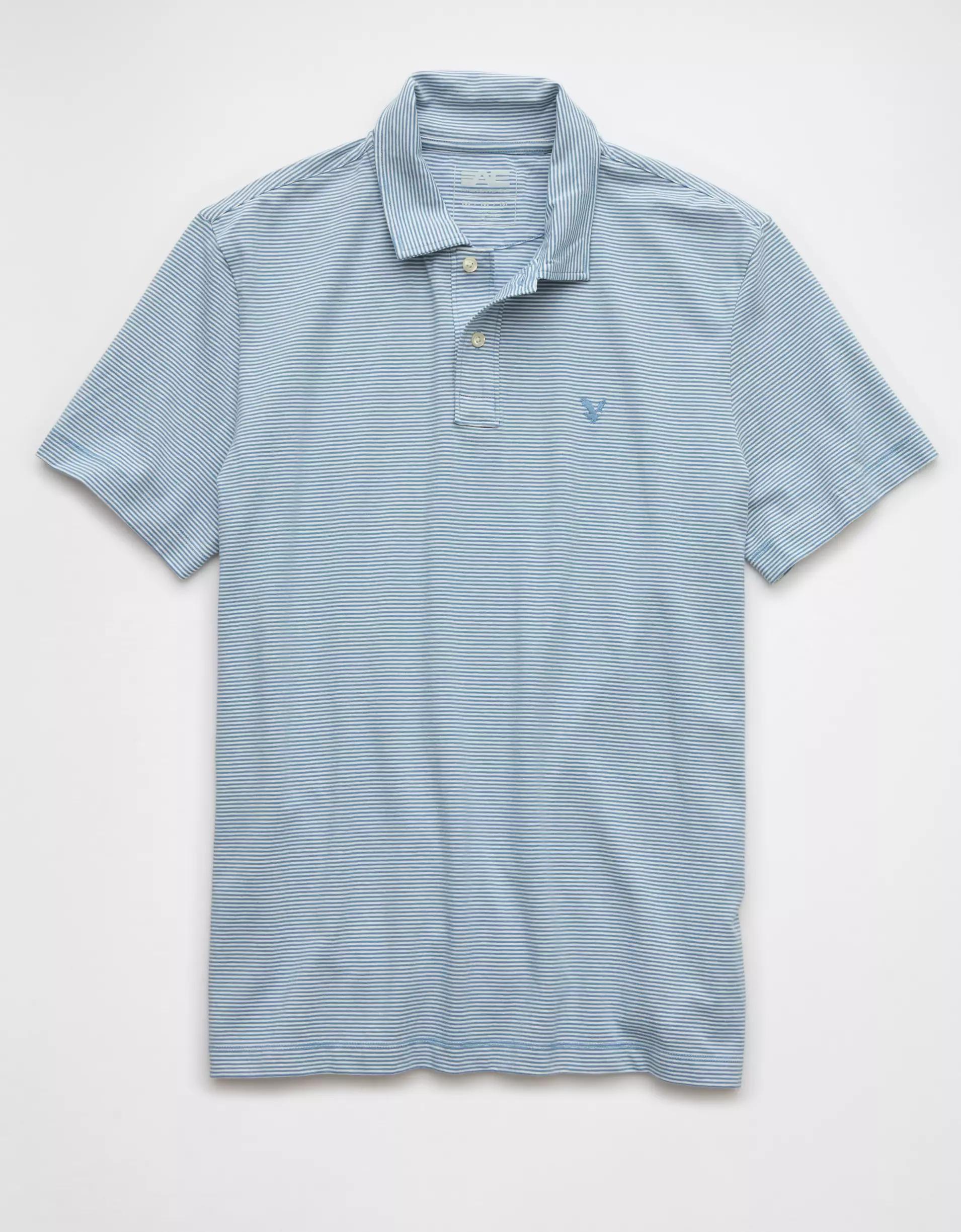 AE 24/7 Club Logo Striped Polo Shirt Product Image