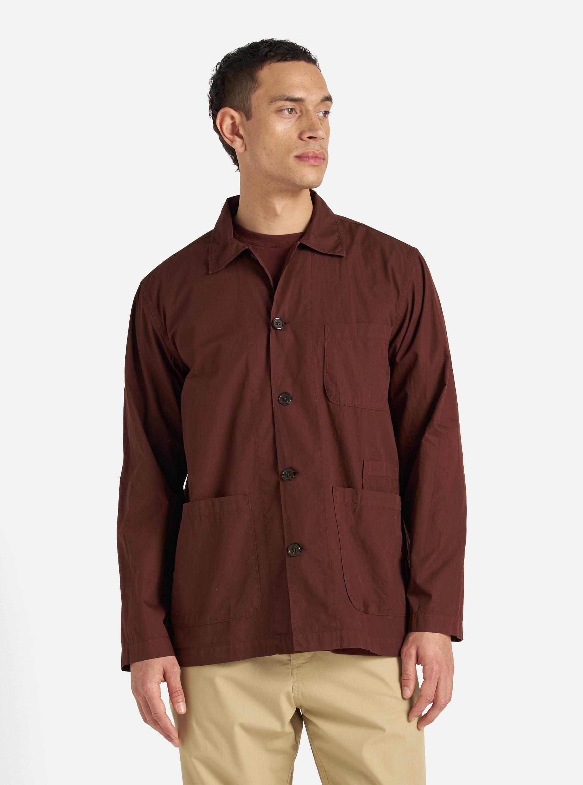 Universal Works Bakers Overshirt in Rich Brown Organic Fine Poplin Product Image