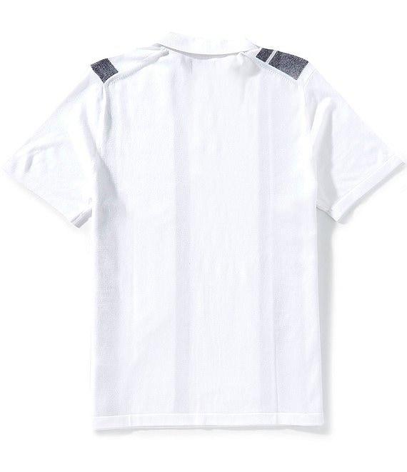 Perry Ellis Stripe Quarter-Zip Short Sleeve Polo Sweater Product Image