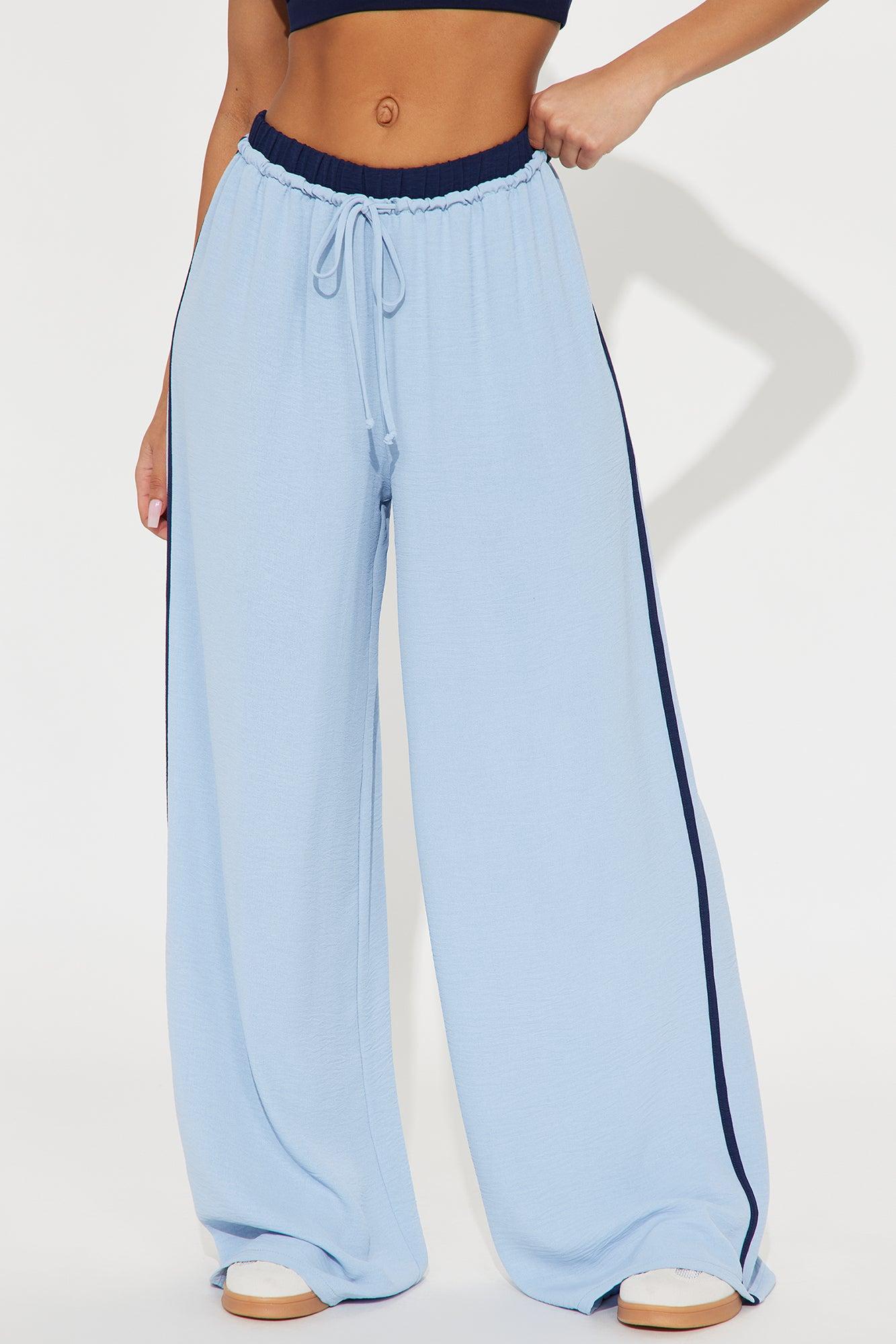 Dana Double Waistband Track Pant - Light Blue Product Image