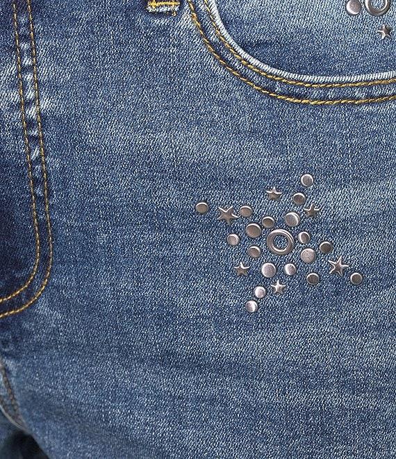 John Mark 5-Pocket Heat Set Detail Frayed Hem Cropped Jeans Product Image