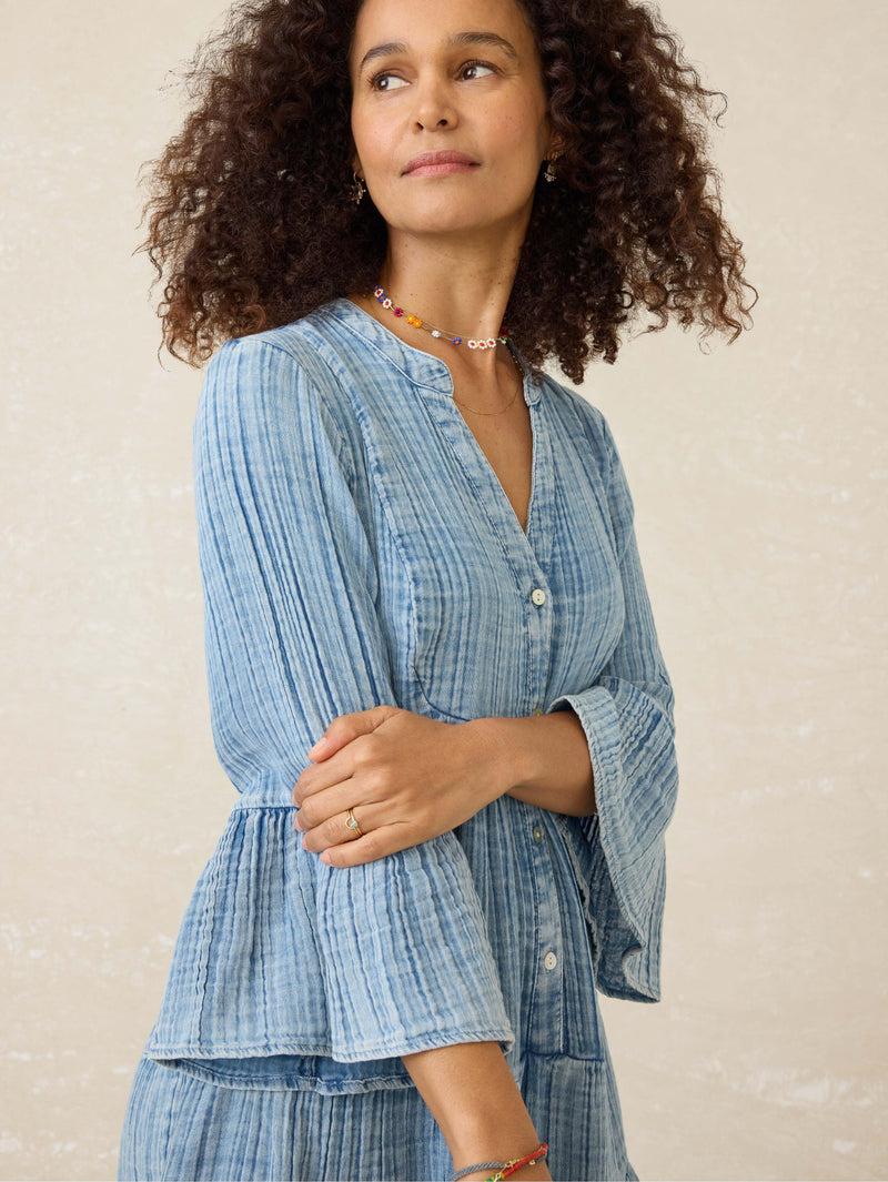 Dune Cotton Gauze Kasey Dress - Light Indigo Wash Product Image