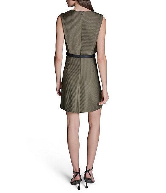 BCBG Sleeveless Belted Short Sheath Knit Dress Product Image