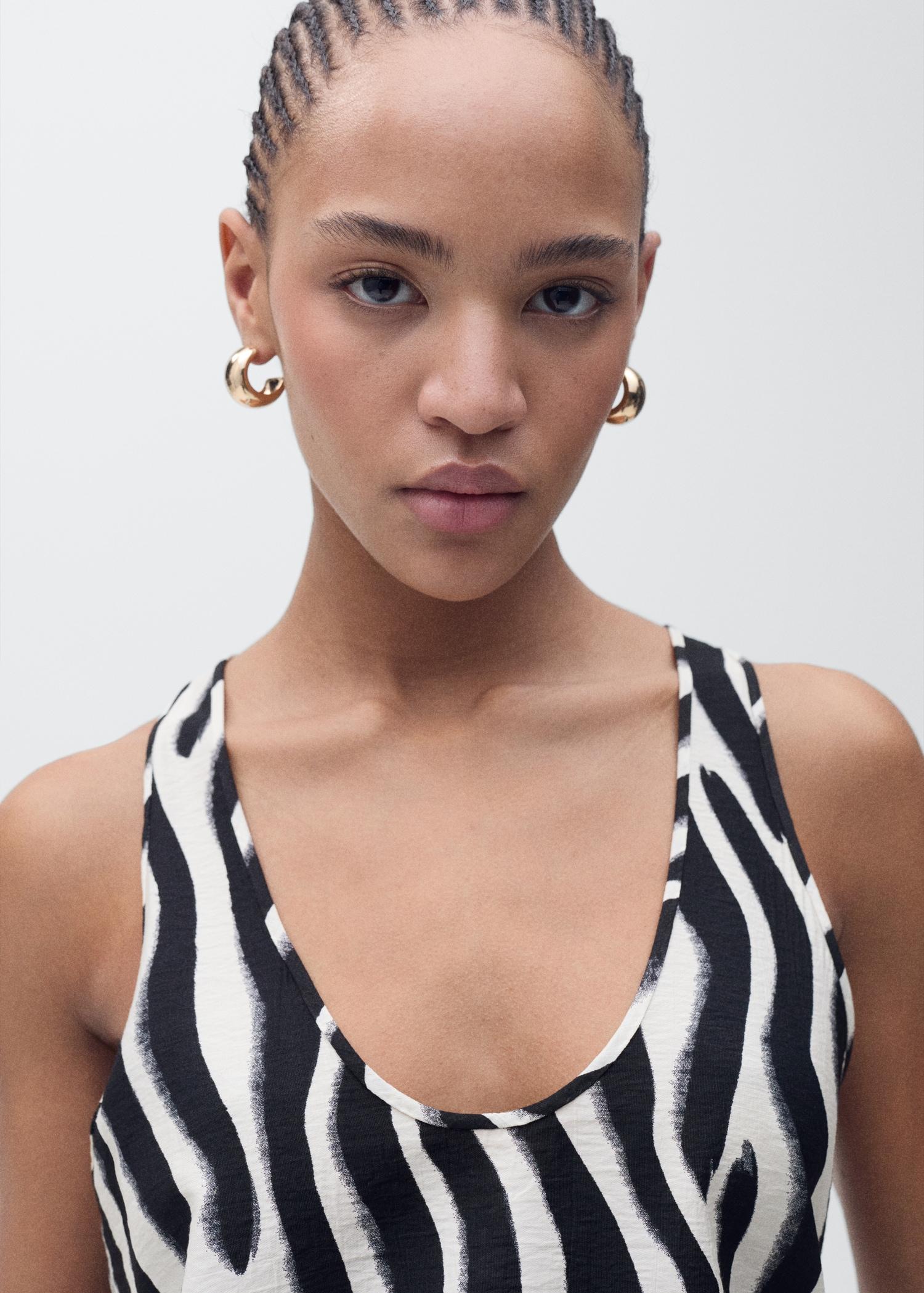 Zebra-print strappy top - Women | MANGO USA Product Image