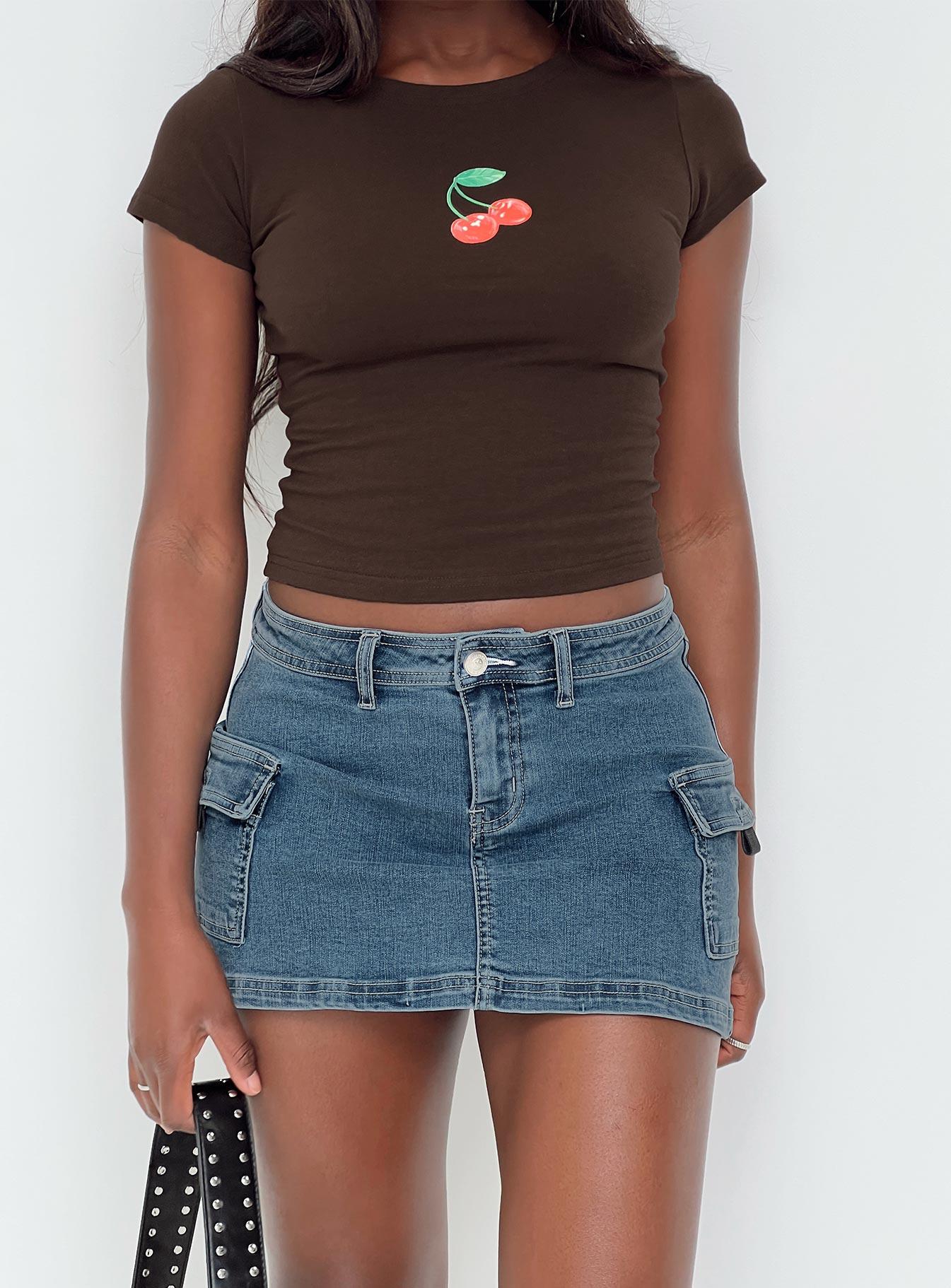 Grishea Low Rise Denim Skirt Product Image