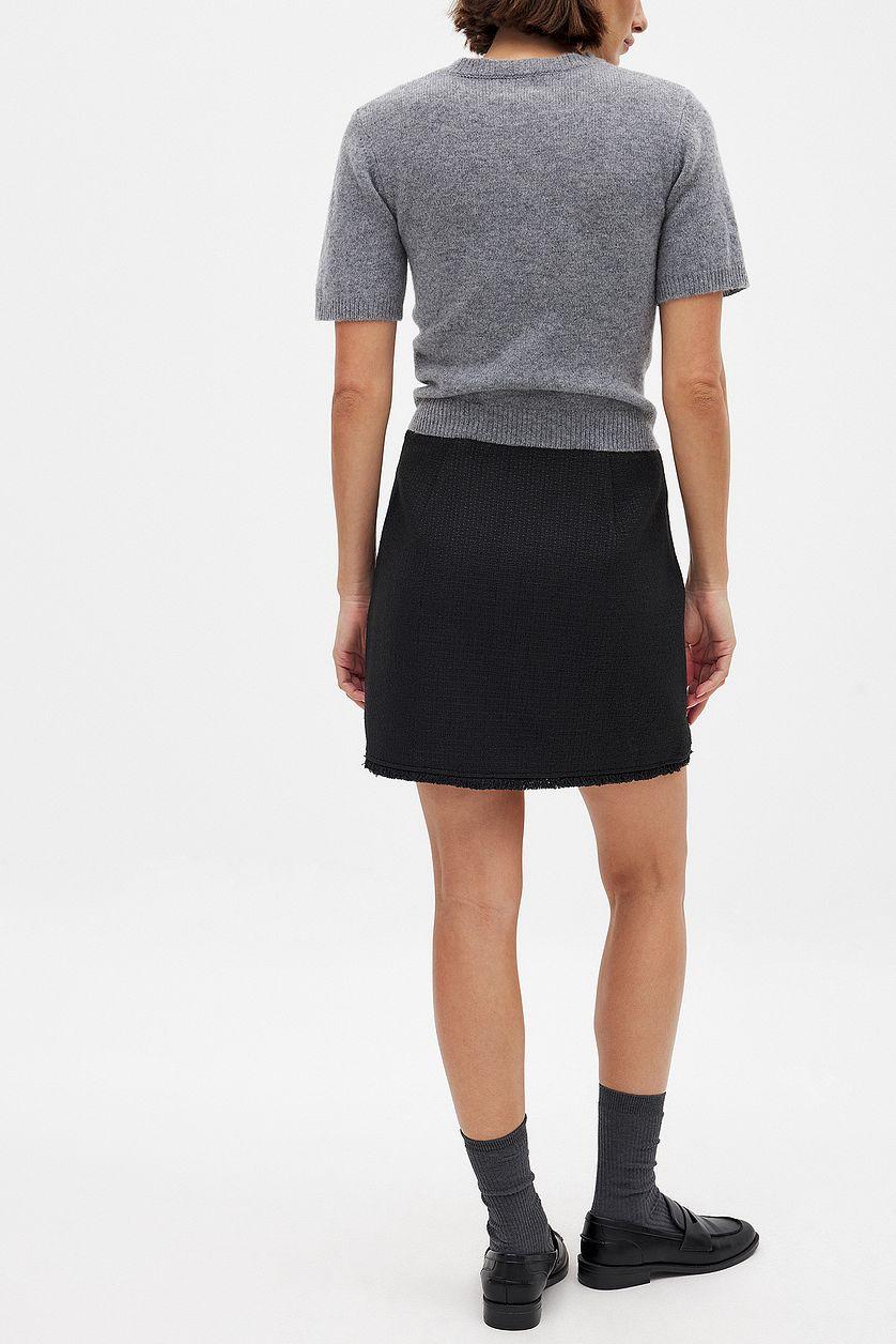 Fringed Mini Tweed Skirt Product Image