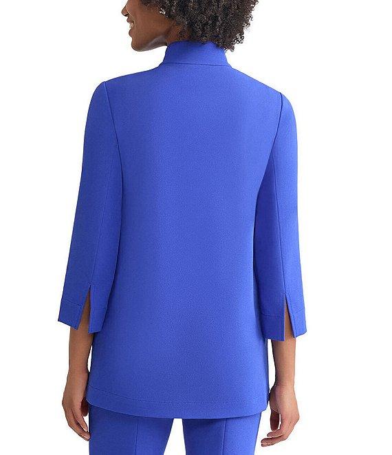 Ming Wang Stretch Crepe Stand Collar Bracelet Sleeve Zip Front Utility Jacket Product Image