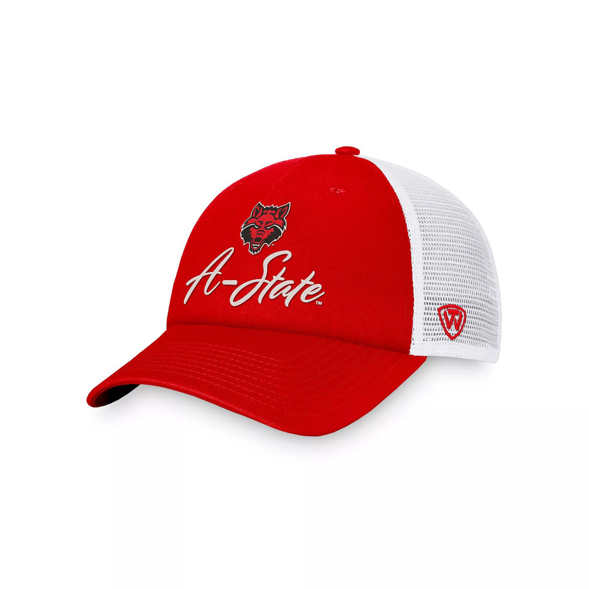 Women's Top of the World Scarlet/White Arkansas State Red Wolves Charm Trucker Adjustable Hat, Ars Red Product Image