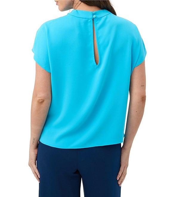 Trina Turk Bisque High Cowl Neck Short Sleeve Tie Front Top Product Image