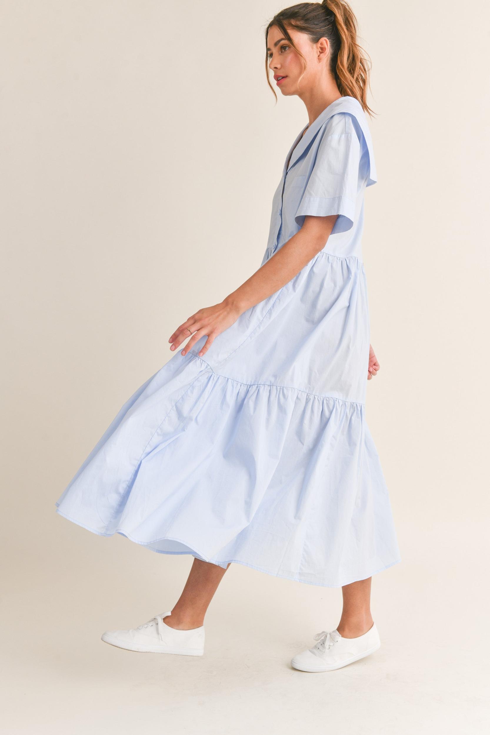 Sailor Collar Midi Dress Product Image