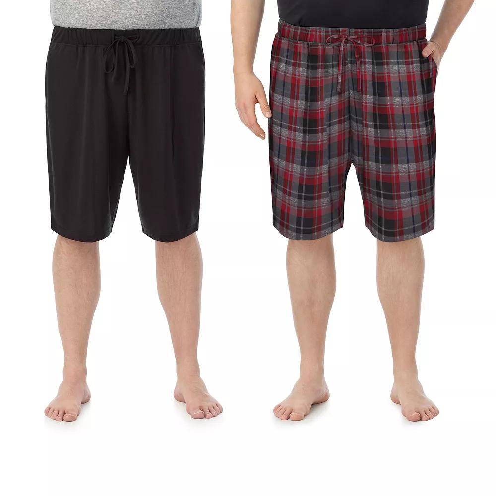 Big & Tall Cuddl Duds® 2-Pack French Terry Pajama Shorts Set, Men's, Size: 2XB, Black Red Team Plaid Product Image
