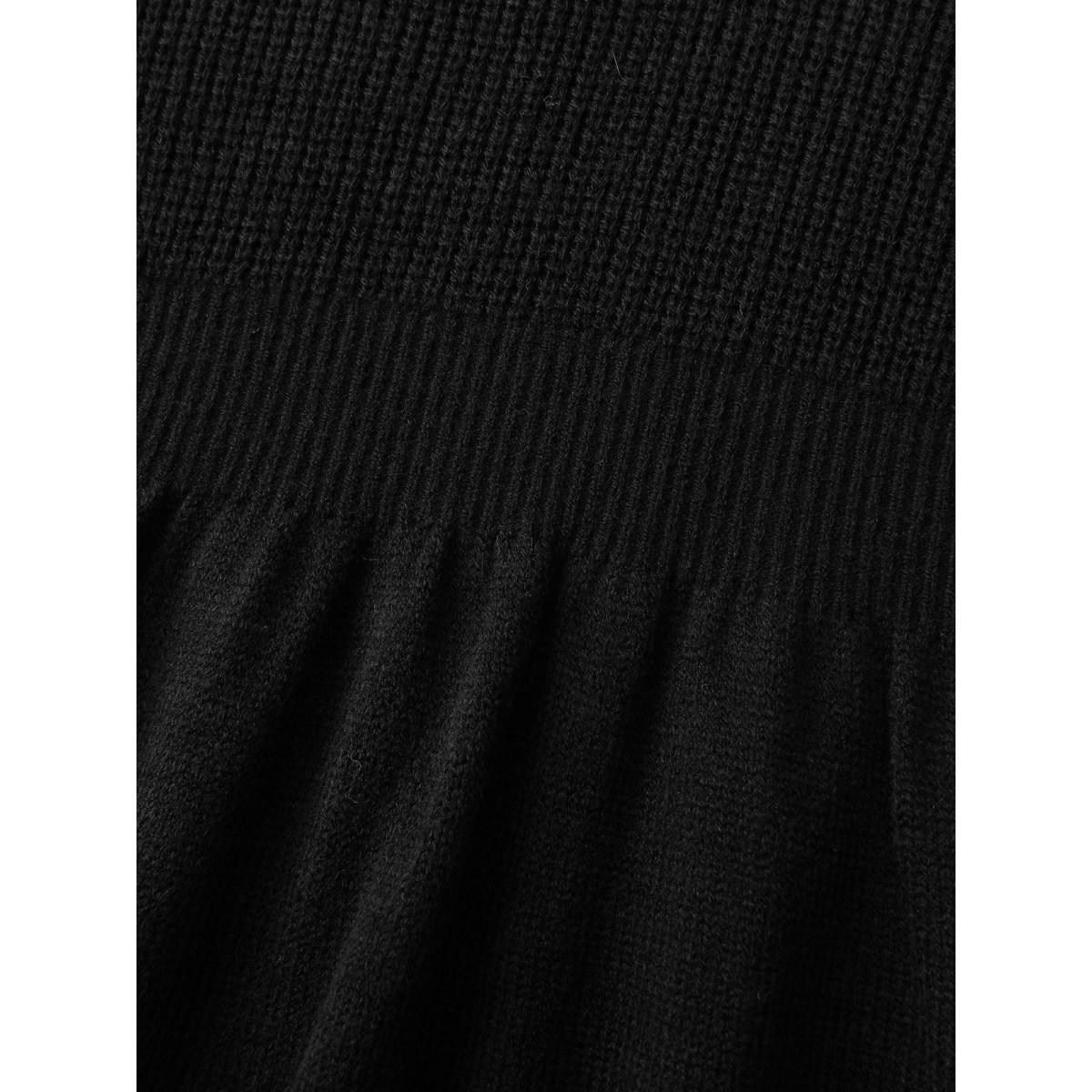 Plus Size Lace Cut-Out Cinched-Waist Midi Dress Black Women Timeless Bodycon Long Sleeve Elegant Sweater Dresses BloomChic 14-16/1X Product Image